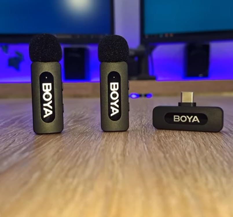 BOYA BY-V20 Wireless Microphones for iPhone 17/16/15 & Android/Laptop with USB-C Port, 328ft Range, 9H Battery Life, Noise Reduction Mini Mic Clip on Lapel Microphone Wireless for Video Recording customer photo 2