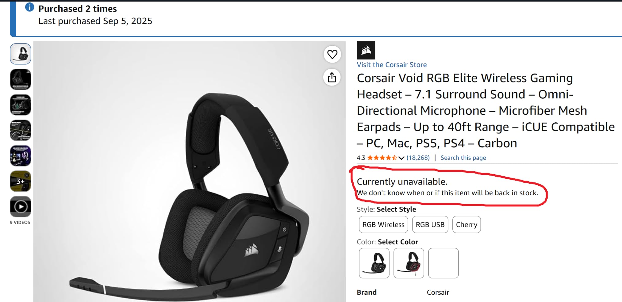 Corsair Void v2 Wireless Bluetooth PC PS5 Switch Gaming Headset - Black | Clear Microphone, Dolby Atmos, Lightweight, Up to 70Hr, Fast Charging, 2.4GHz, Effortless Connectivity, PS4, Mobile customer photo 2