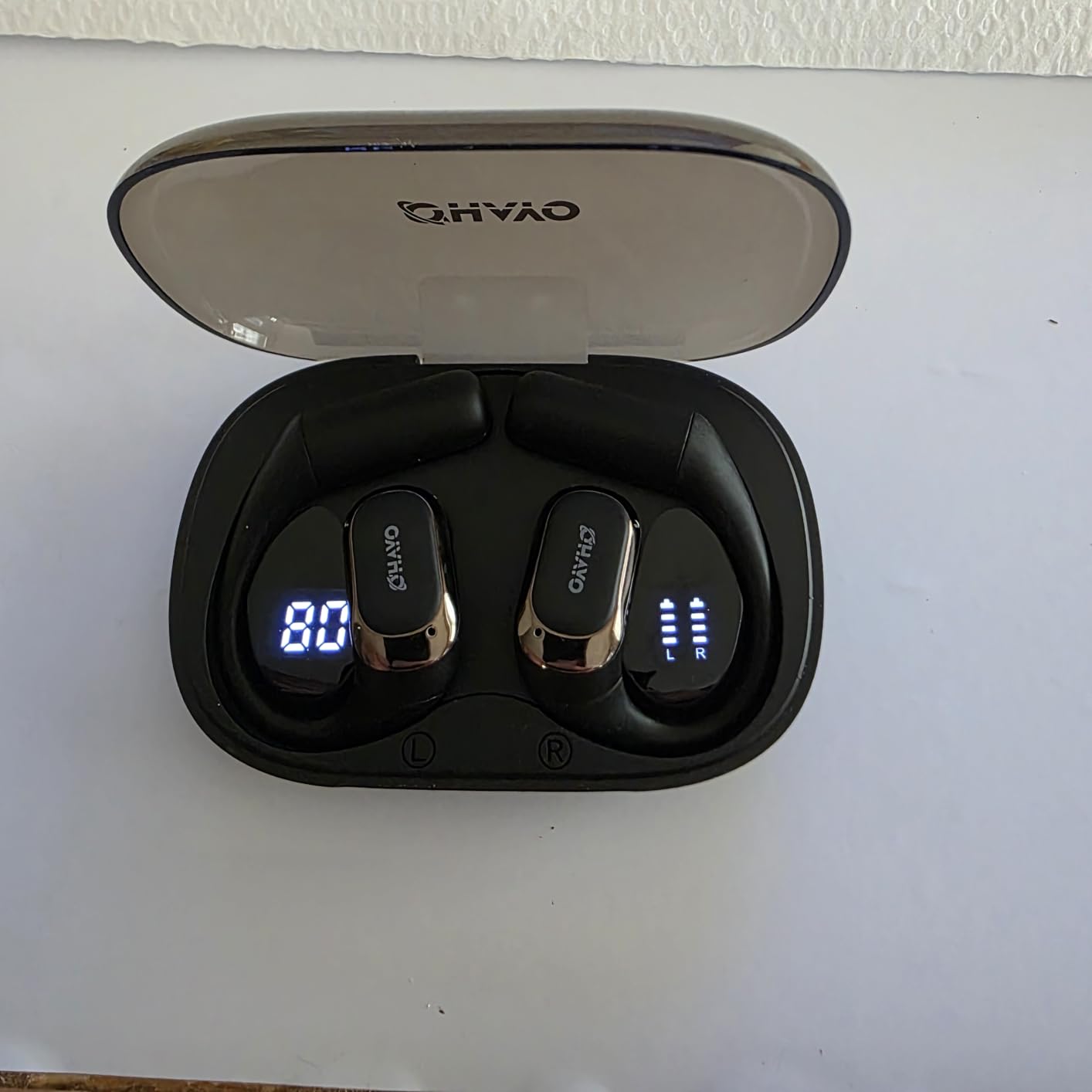 OHAYO Open Ear Headphones, Over Ear Earbuds with Ergonomic Earhook, Bluetooth Headphones 5.4 with Smart Digital Display, 40H Playtime, IPX6 Waterproof, Touch Control Operate Fit Cycling, Running, Workout customer photo 1