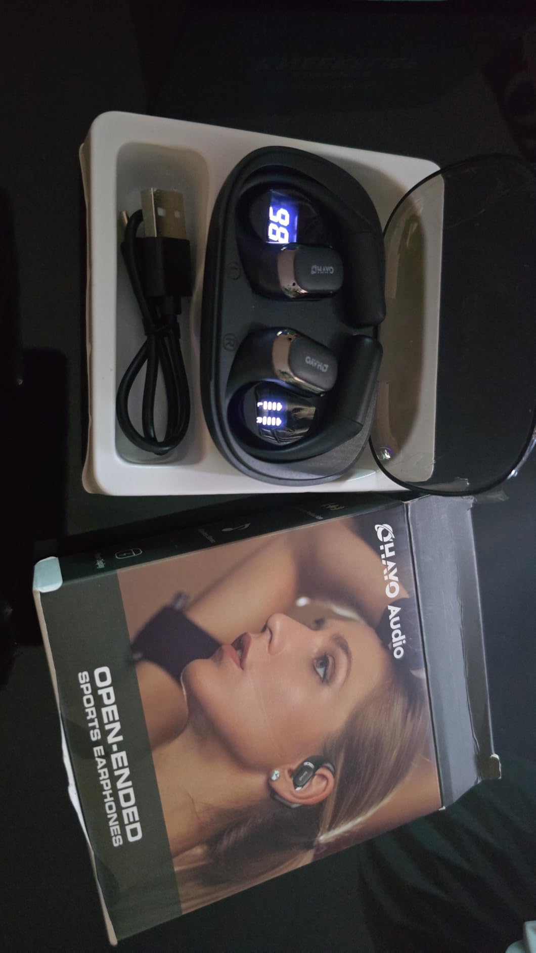 OHAYO Open Ear Headphones, Over Ear Earbuds with Ergonomic Earhook, Bluetooth Headphones 5.4 with Smart Digital Display, 40H Playtime, IPX6 Waterproof, Touch Control Operate Fit Cycling, Running, Workout customer photo 2