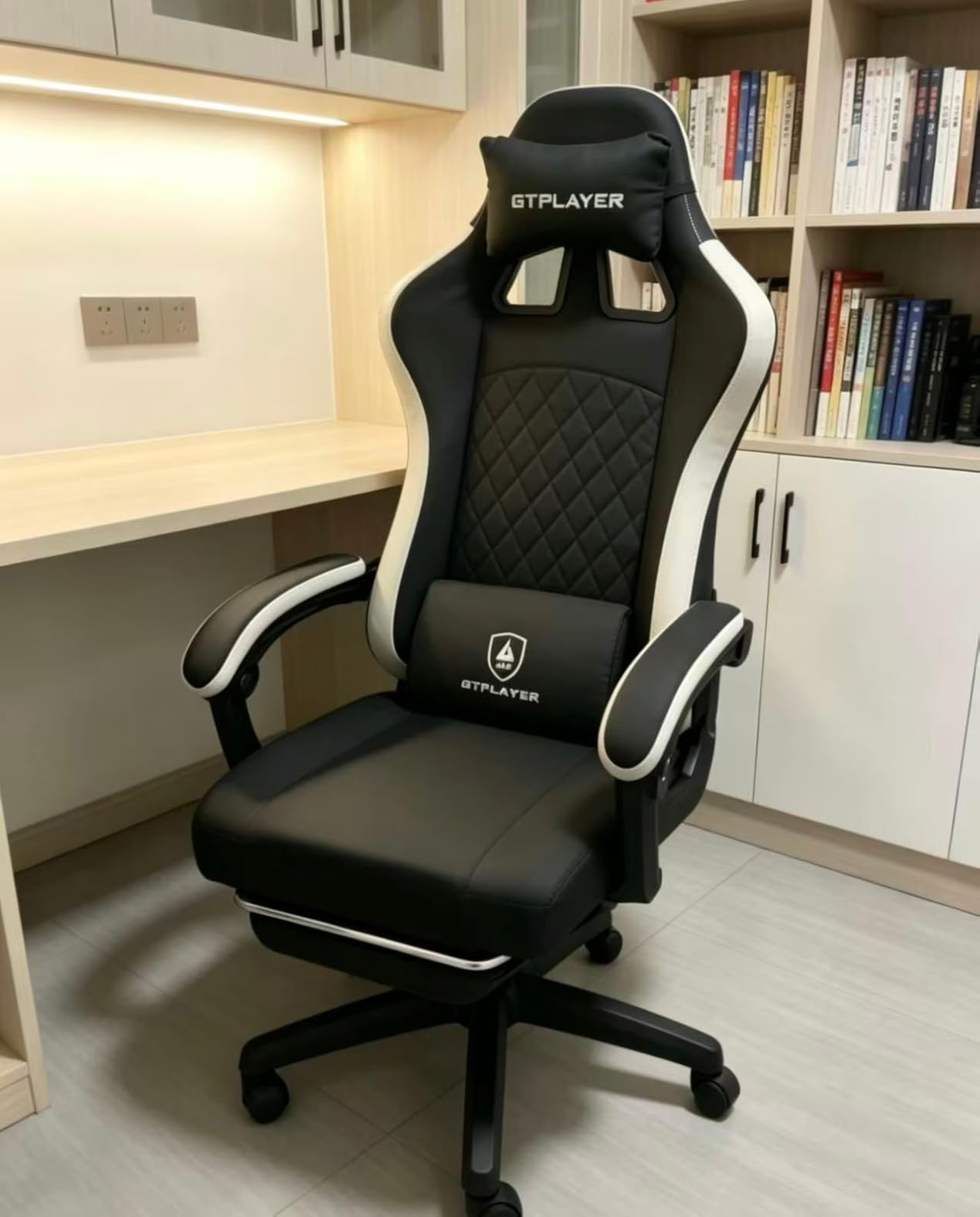 GTPLAYER Gaming Chair, Computer Office Chair with Pocket Spring Cushion, Linkage Armrests and Footrest, High Back Ergonomic Computer Chair with Lumbar Support Task Chair with Footrest (Black) customer photo 1