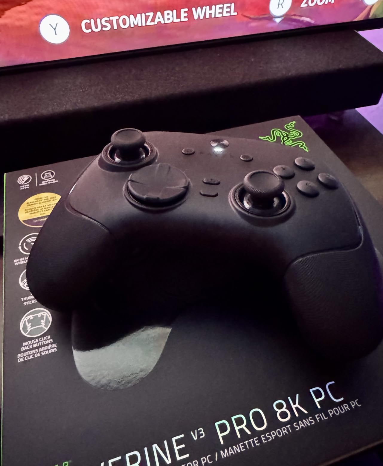 Razer Wolverine V3 Pro 8K PC Wireless Gaming Controller, Black | 8000 Hz Polling Rate, TMR Thumbsticks with Swappable Caps, 36 Hr Battery, 6 Remappable Buttons, Fast Triggers, Carrying Case customer photo 1