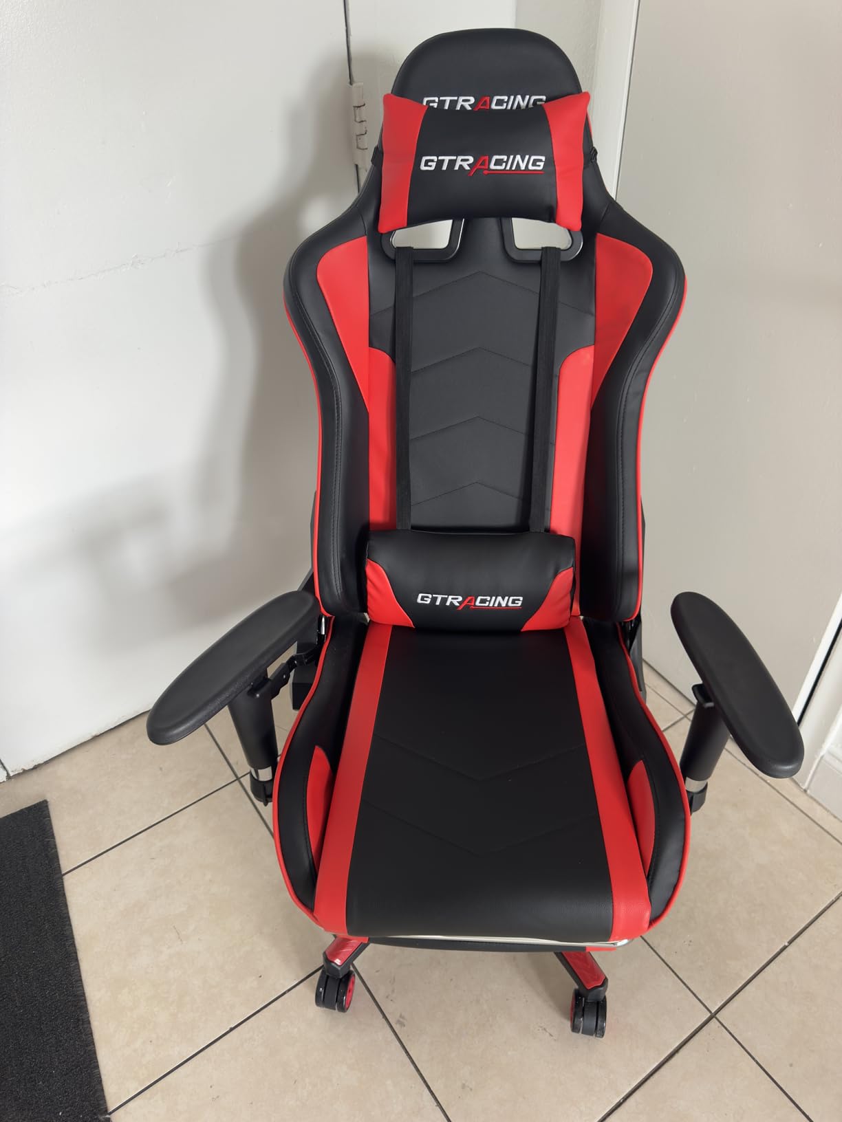 GTPLAYER Gaming Chair with Bluetooth Speakers, Adjustable Backrest and Height, 3D Armrests, Footrest, Ergonomic Computer Chair for Gamers (Brick Red) customer photo 1