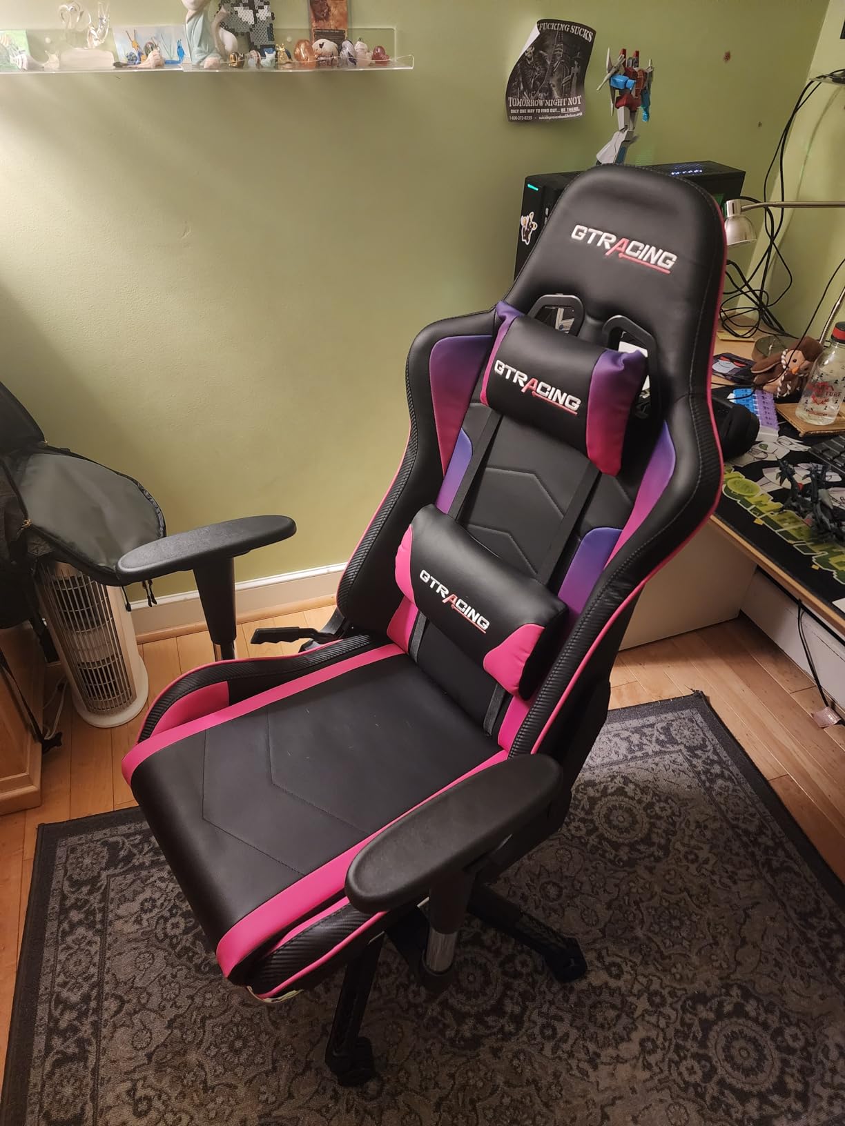 GTPLAYER Gaming Chair with Bluetooth Speakers, Adjustable Backrest and Height, 3D Armrests, Footrest, Ergonomic Computer Chair for Gamers (Brick Red) customer photo 2