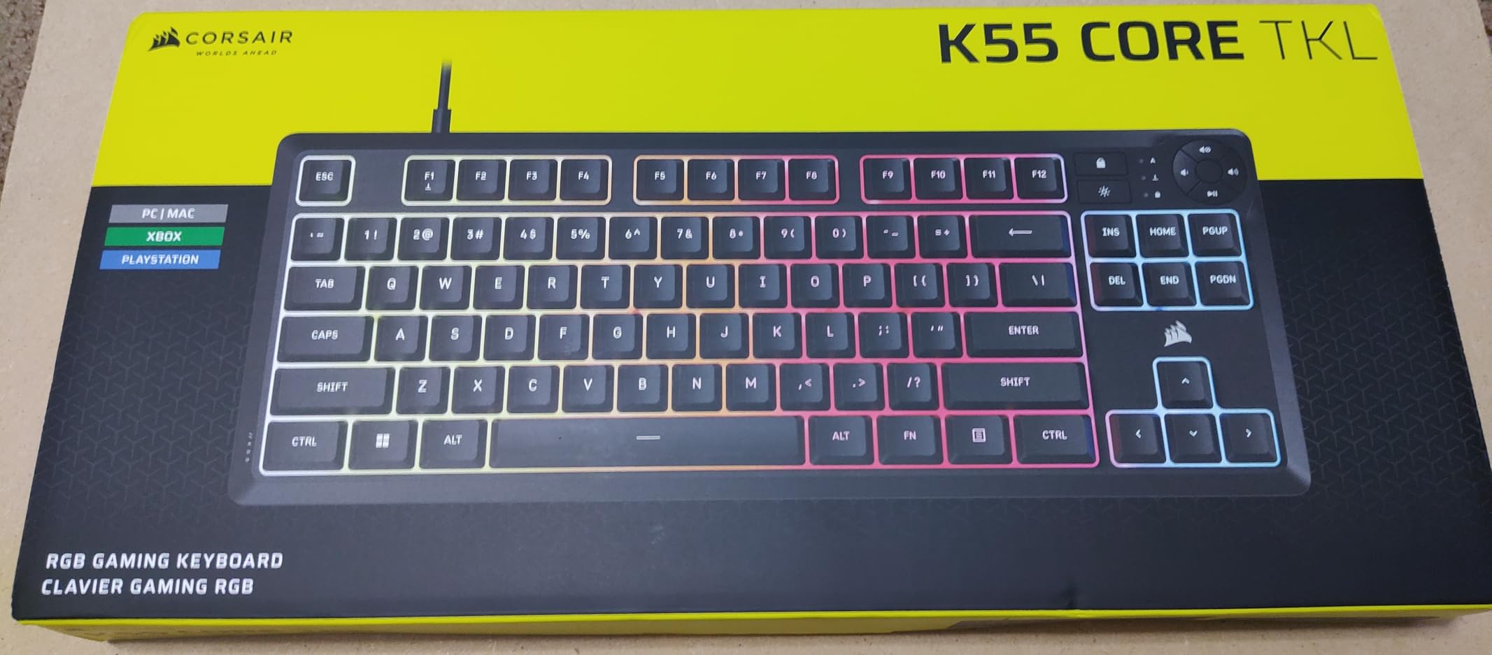 Corsair K55 CORE TKL RGB Gaming Keyboard - Tenkeyless, 8-Zone RGB, 1000Hz Polling, NA Layout, Black customer photo 2