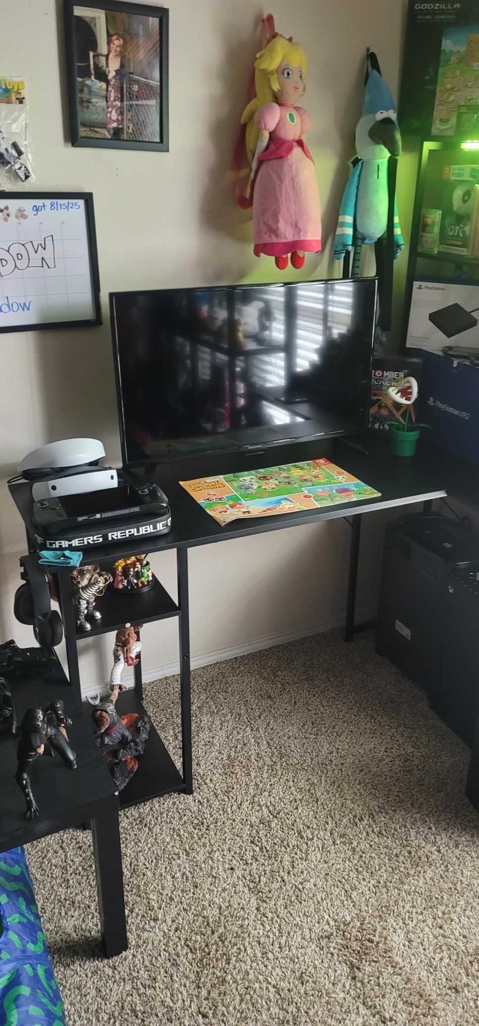 ODK 53 Inch L Shaped Gaming Desk with Hutch & Headphone Hook | Black Corner Computer Table with LED light & Storage Shelves for Home Office customer photo 2