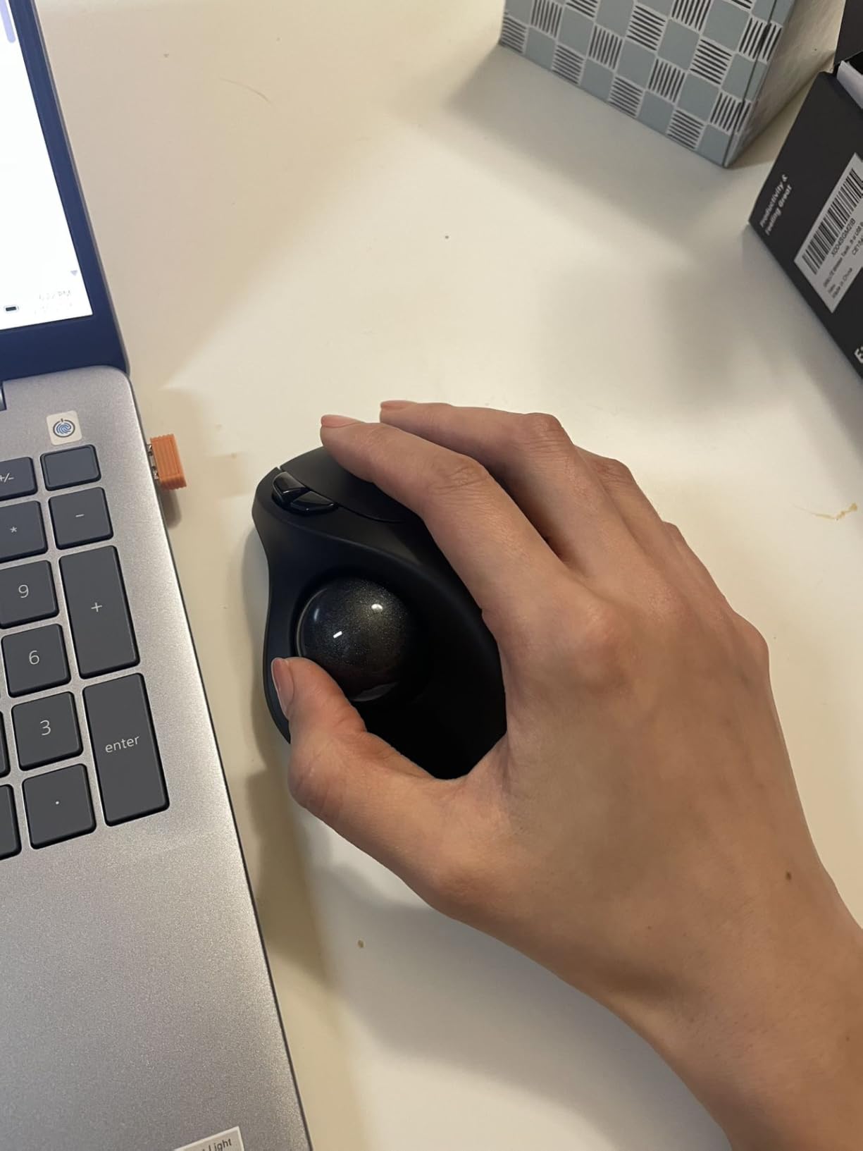 Wireless Trackball Mouse, Rechargeable Thumb Control 3 Devices - Red Ball | SABLUTE MAM2 Ergonomic Mouse (Bluetooth and USB ), 5-Level DPI, Silent Click, Compatible PC Laptop Mac iPad, Easy Clean customer photo 2
