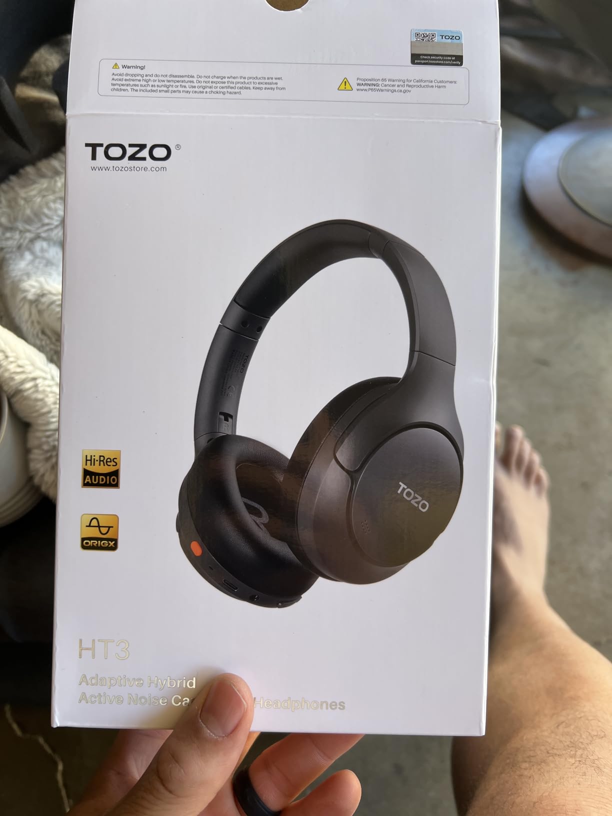 TOZO HT3 Hybrid Noise Cancelling Wireless Headphones, 90H Over Ear Headset | Hi Res Audio, AI Voice Assistant, Dual Device Connection, 32 Custom EQs, Built In 5 Mics, ANC, Foldable, Bluetooth 6.0 customer photo 2