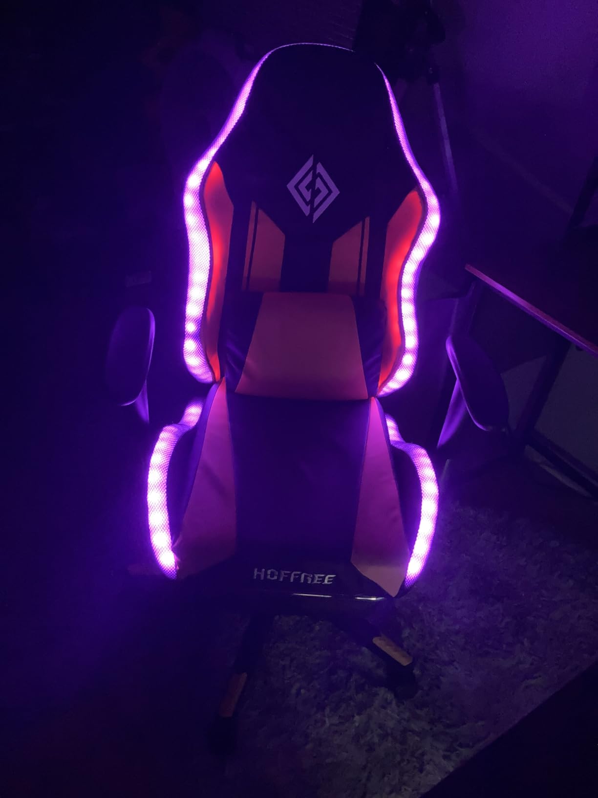 HOFFREE RGB Gaming Chair for Kids LED Computer Chair 155°Recliner-Blue | PC Game Chair with Lights Gamer Chair for Boys Teens 8-15 Video Game Chairs with Footrest and Lumbar Support Racing Style customer photo 2