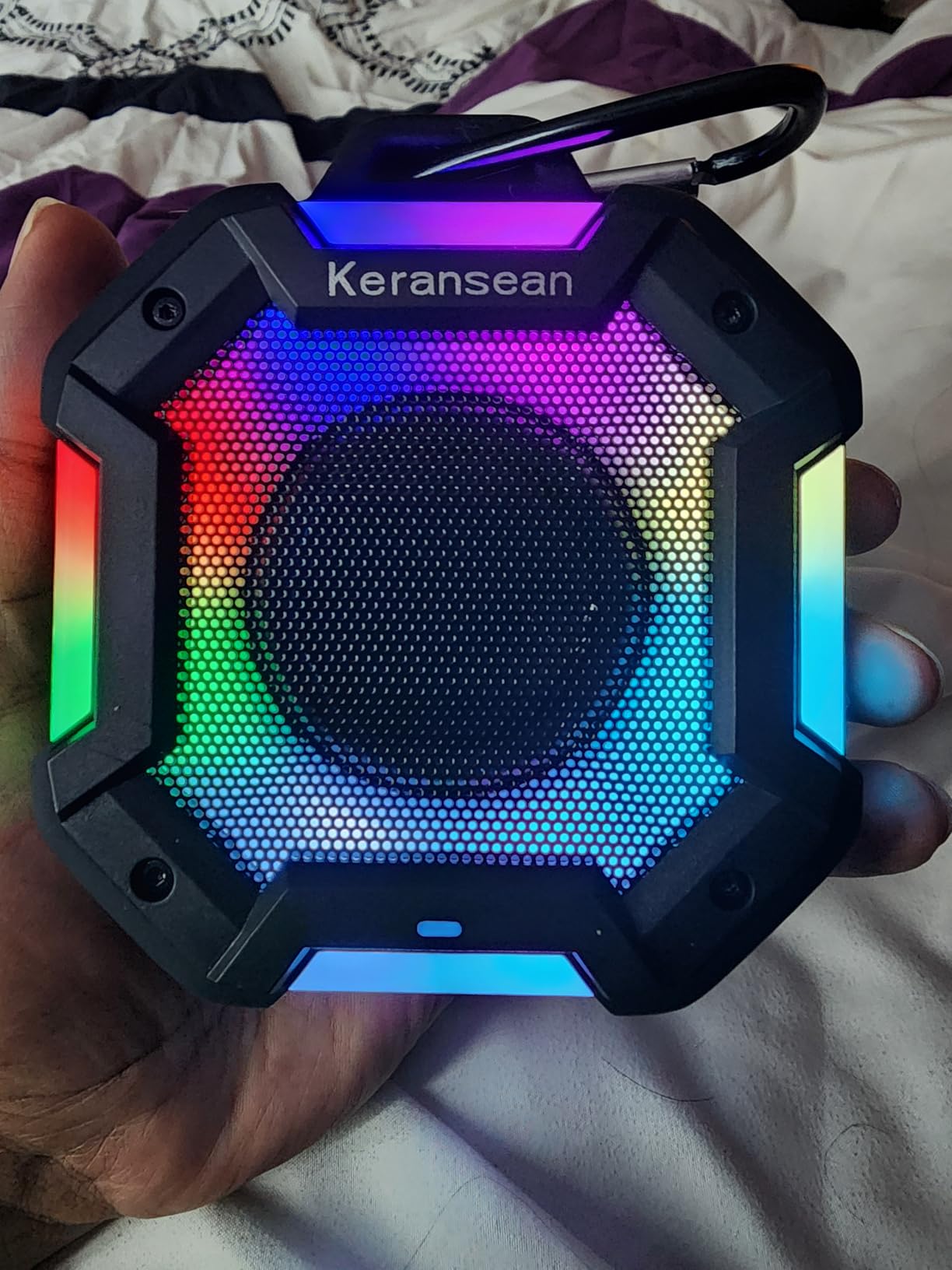 Shower Bluetooth Speaker Waterproof, Portable Speakers Bluetooth Wireless | LED Lights, 24H Playtime, TWS Pairing for Dual Stereo Sound, Detachable Carabiner customer photo 2