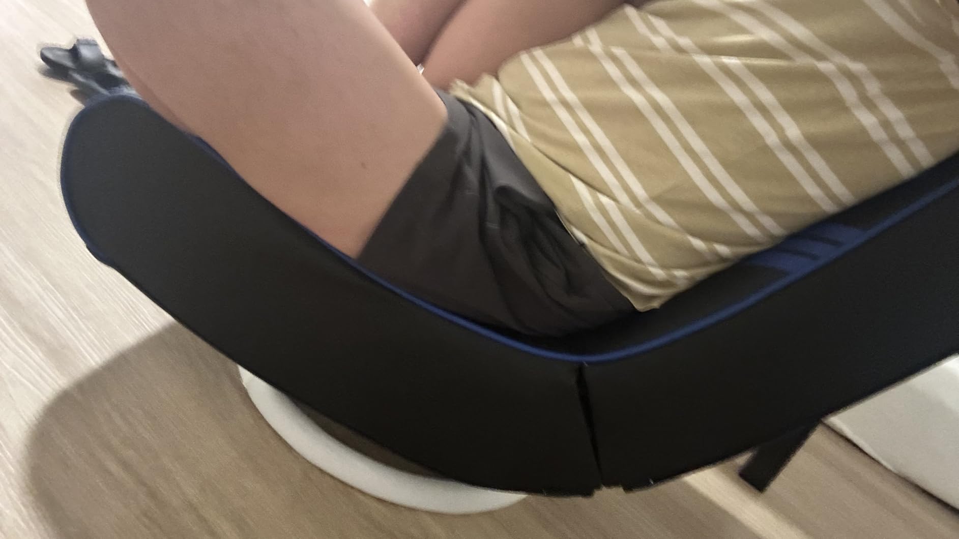 GTPLAYER Floor Gaming Chair Foldable Swivel Floor Chairs for Kids Boys Comfy Video Game Seat with 360° Multipurpose for Gamers, Bedroom or Game Room(Black-Blue) customer photo 2