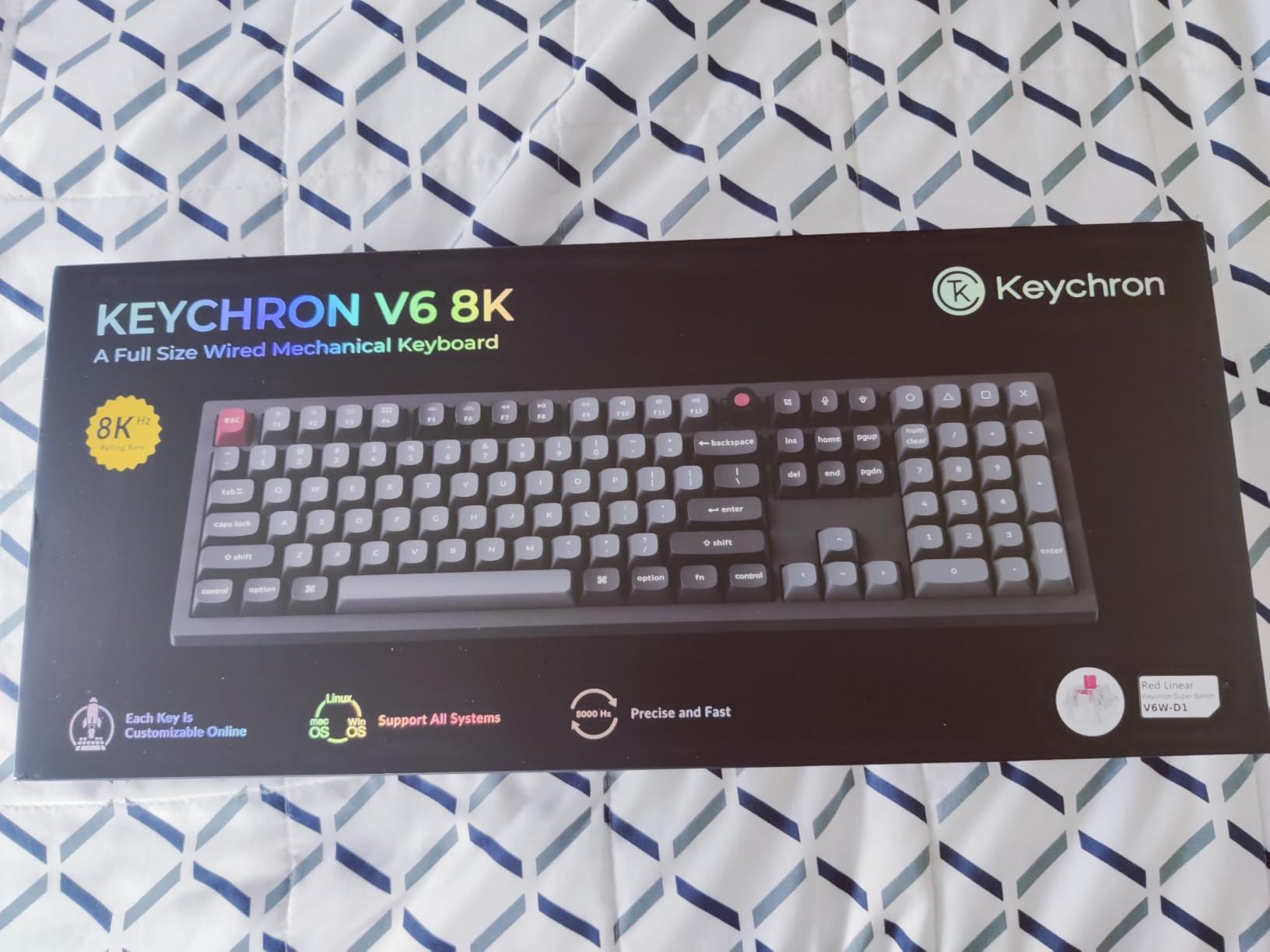 Keychron V6 8K Full Size Wired Mechanical Keyboard with Programmable Knob, 8000 Hz Polling Rate, OSA PBT Keycaps, Hot-swappable Super Red Switchs, RGB Backlit for Mac Windows Linux customer photo 2