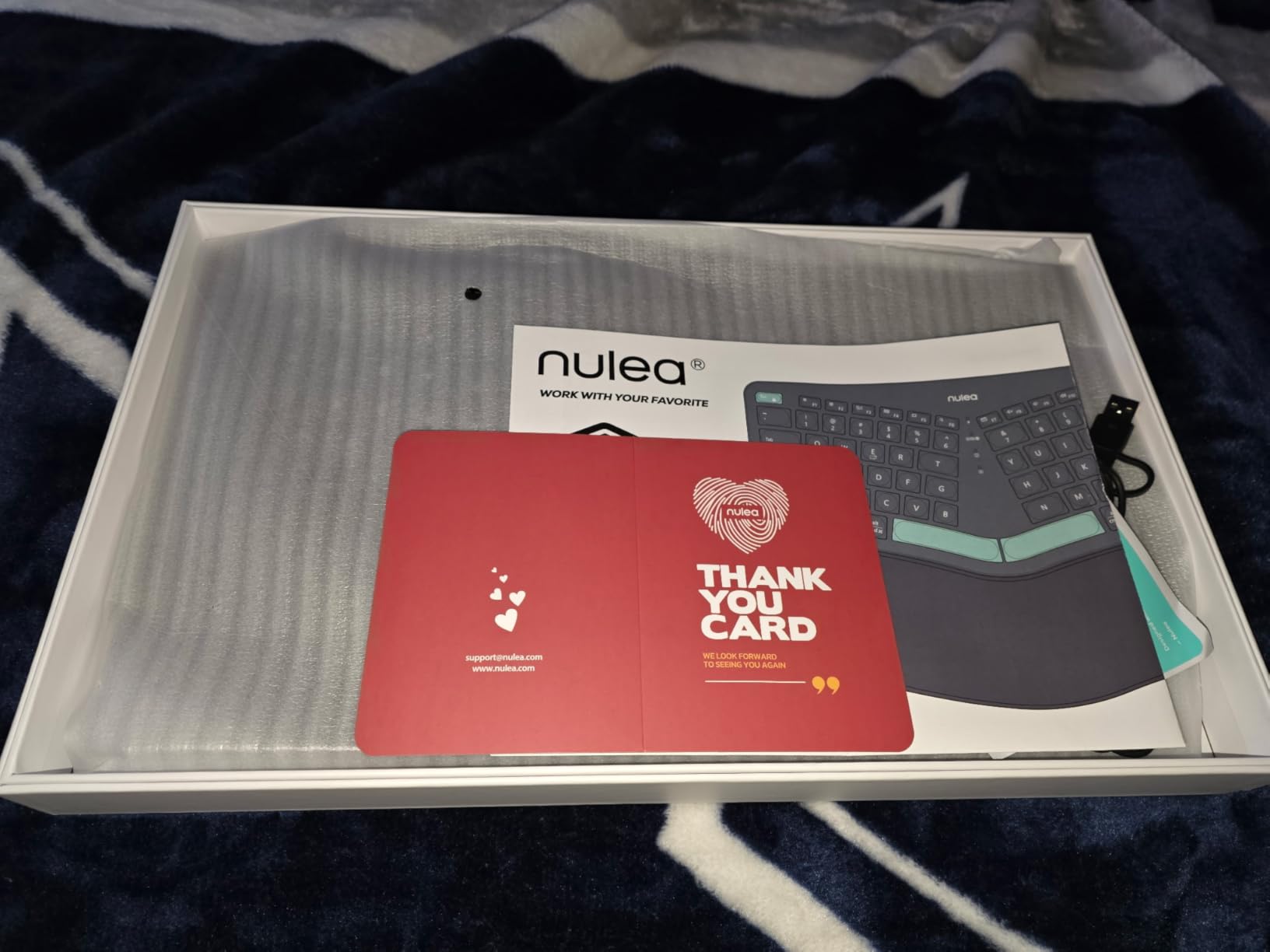 Nulea Ergonomic Split Keyboard Wireless Cushioned Wrist Rest Rechargeable | Bluetooth 2.4G Keyboard With 3 Device Switching, Adjustable Tilt Legs, Comfortable Design for Windows and Mac customer photo 1
