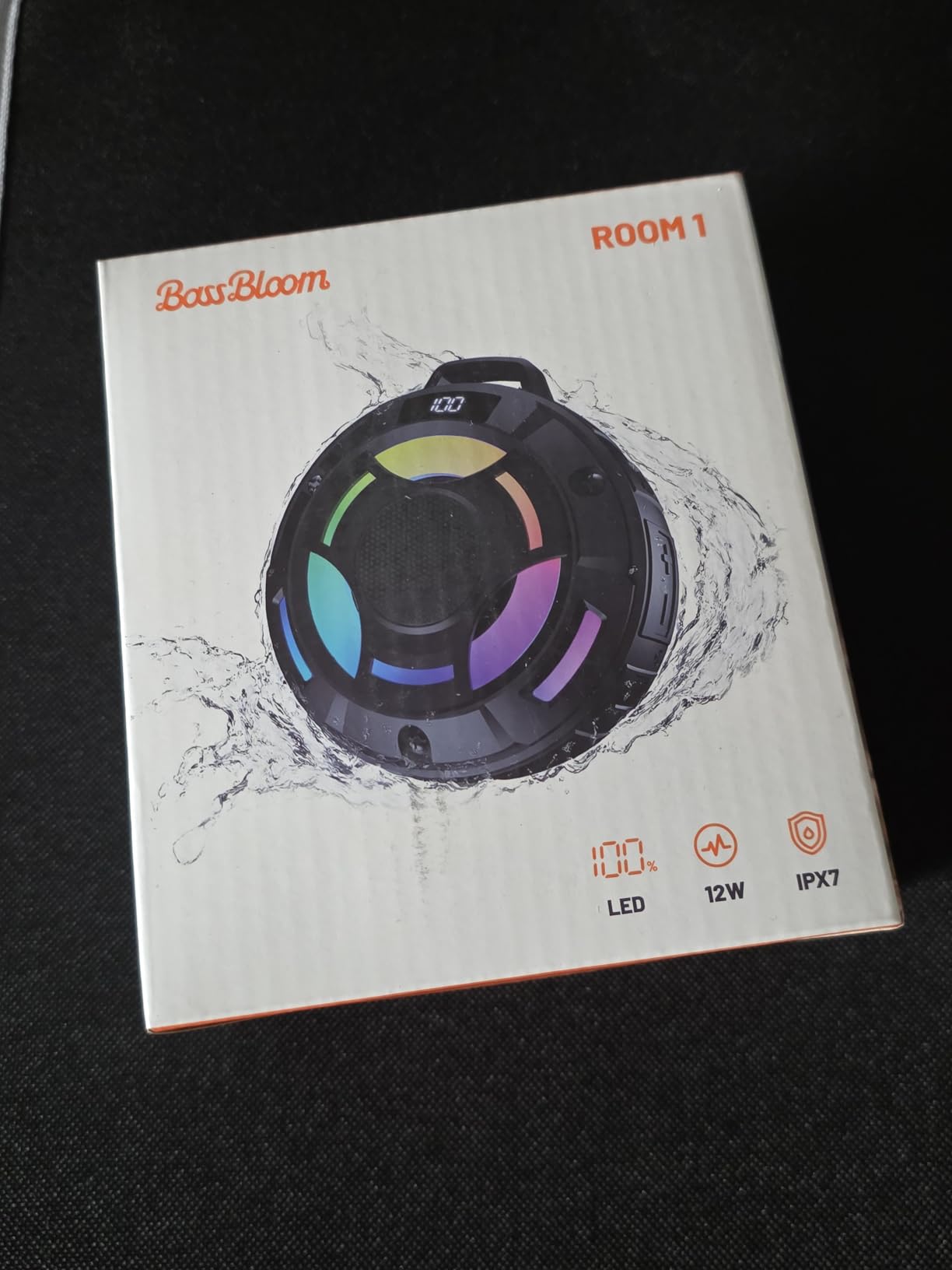BassBloom Room 1 Shower Bluetooth Speaker, IPX7 Waterproof, Black | 12W Powerful Sound, 15H Playtime, LED Power Display, RGB Lights customer photo 1