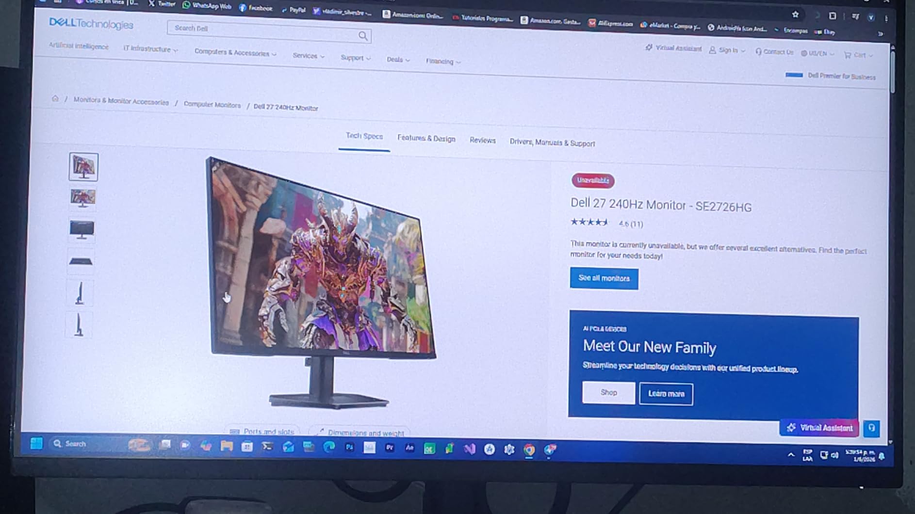 Dell 27 240Hz Gaming Monitor - SE2726HG - 27-inch FHD (1920x1080) 240Hz Display, in-Plane Switching (IPS) Technology, AMD FreeSync Premium, TUV 3-Star, 2X HDMI, DisplayPort 1.4, Tilt customer photo 2
