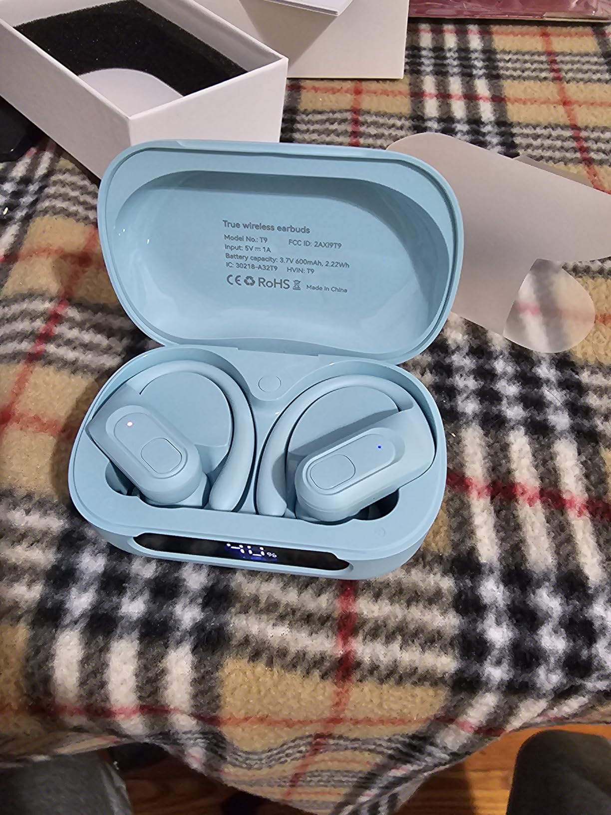 occiam Active Noise Cancelling Earbuds Wireless Bluetooth Headphones | Ear Buds 90Hrs Playback Stereo Bass Earphones with Mic Over-Ear Hooks IPX7 Waterproof Headset for Sports Running Glossy Black customer photo 1