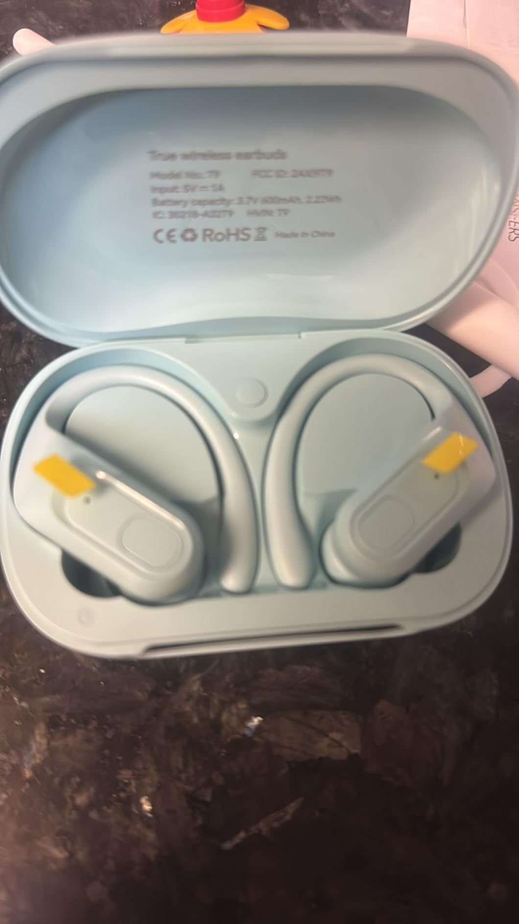 occiam Active Noise Cancelling Earbuds Wireless Bluetooth Headphones | Ear Buds 90Hrs Playback Stereo Bass Earphones with Mic Over-Ear Hooks IPX7 Waterproof Headset for Sports Running Glossy Black customer photo 2