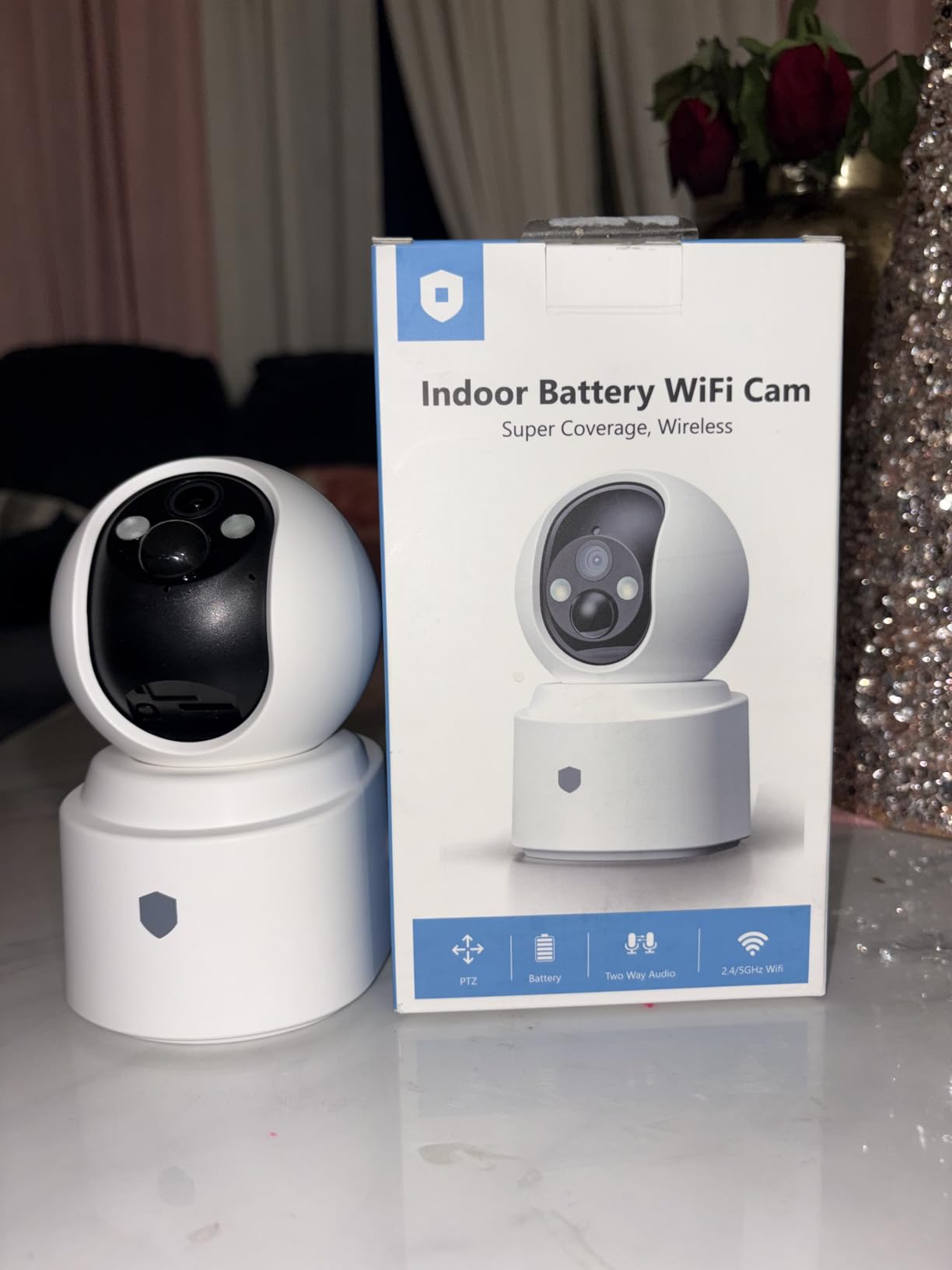 Noonkey Battery Powered Wireless Indoor Security Camera, 4MP HD Pan/Tilt Pet Camera w/ 6000mAh Rechargeable, 5G&2.4G WiFi 6, Motion Detection, Color Night Vision, 2-Way Talk, Home/Pet/Baby Monitoring customer photo 1