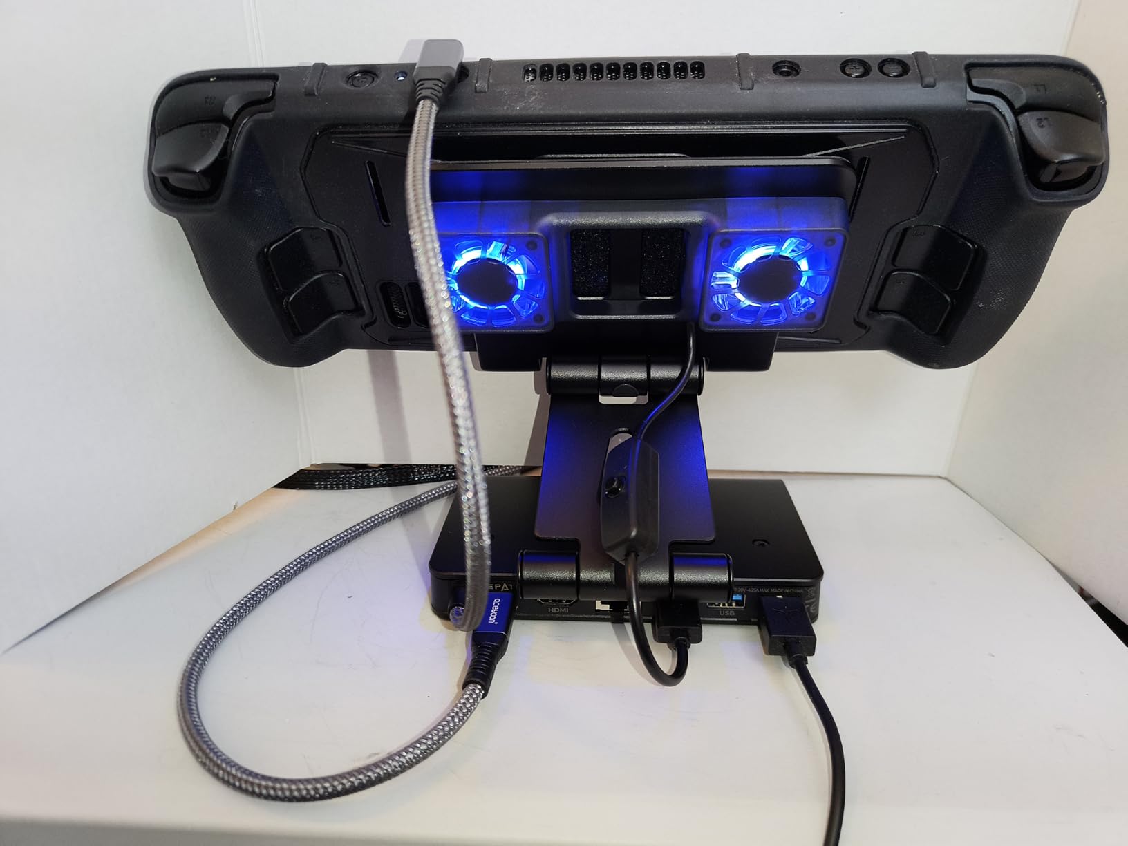 Adjustable Stand Steam Deck Docking Station with RGB Light Cooling Fan, 4K@60Hz, PD100W, Gigabit Ethernet Fit and HDMI for Steam Deck/ROG Ally X/Legion Go (S)/MSI Claw/Switch customer photo 2