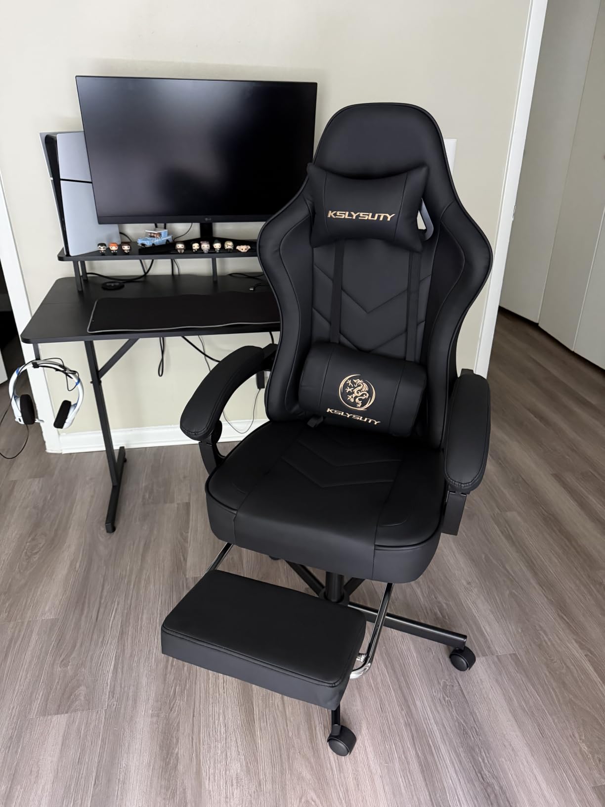 Office Desk Computer Gaming Chair for Adults, Ergonomic High Back Gamer Chair with Massage and Pocket Spring Cushion, Swivel Comfy Video Game Chairs with Footrest and Lumbar Support (Black) customer photo 2