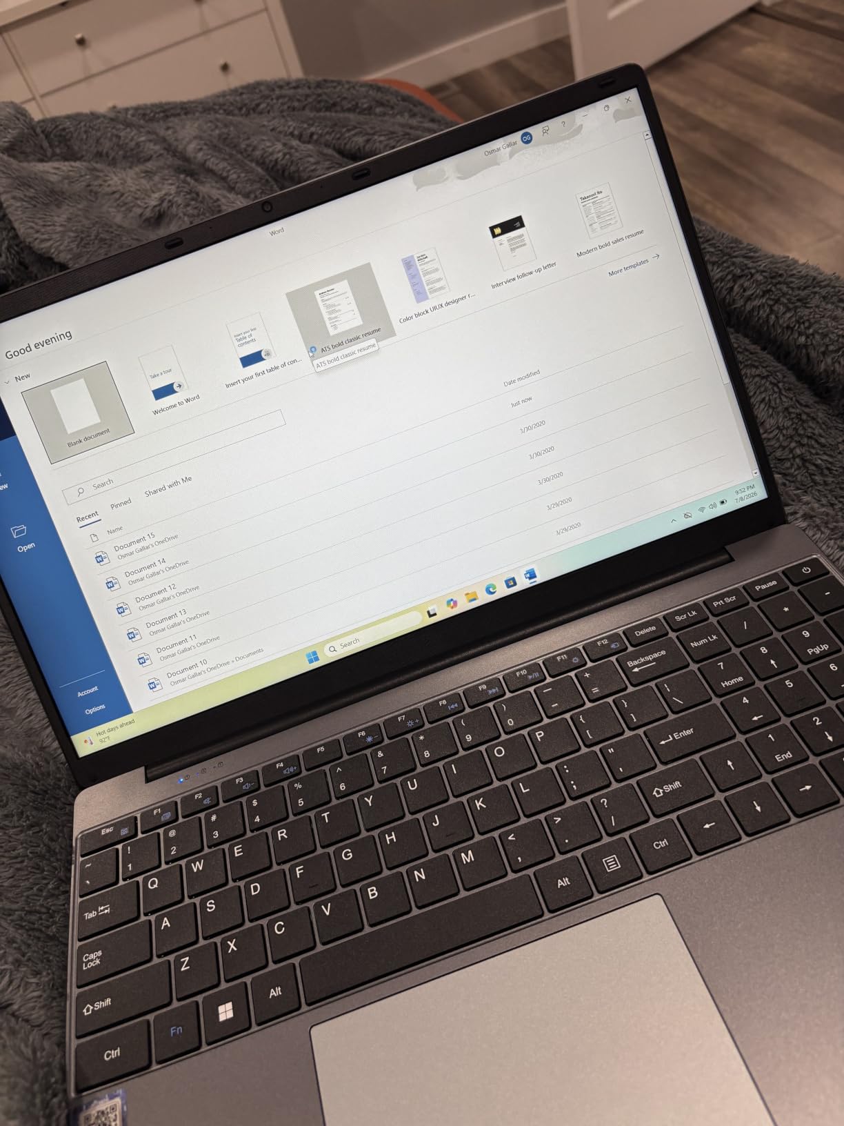 15.6'' AI Laptop with Office 365 12GB RAM 256GB SSD Win 11 Laptops | 7000mAh Battery, IPS FHD, 180°Viewing, Quad-Core Processor, Type-C, WiFi5, Portable Thin Business Student Laptops, Gray customer photo 1