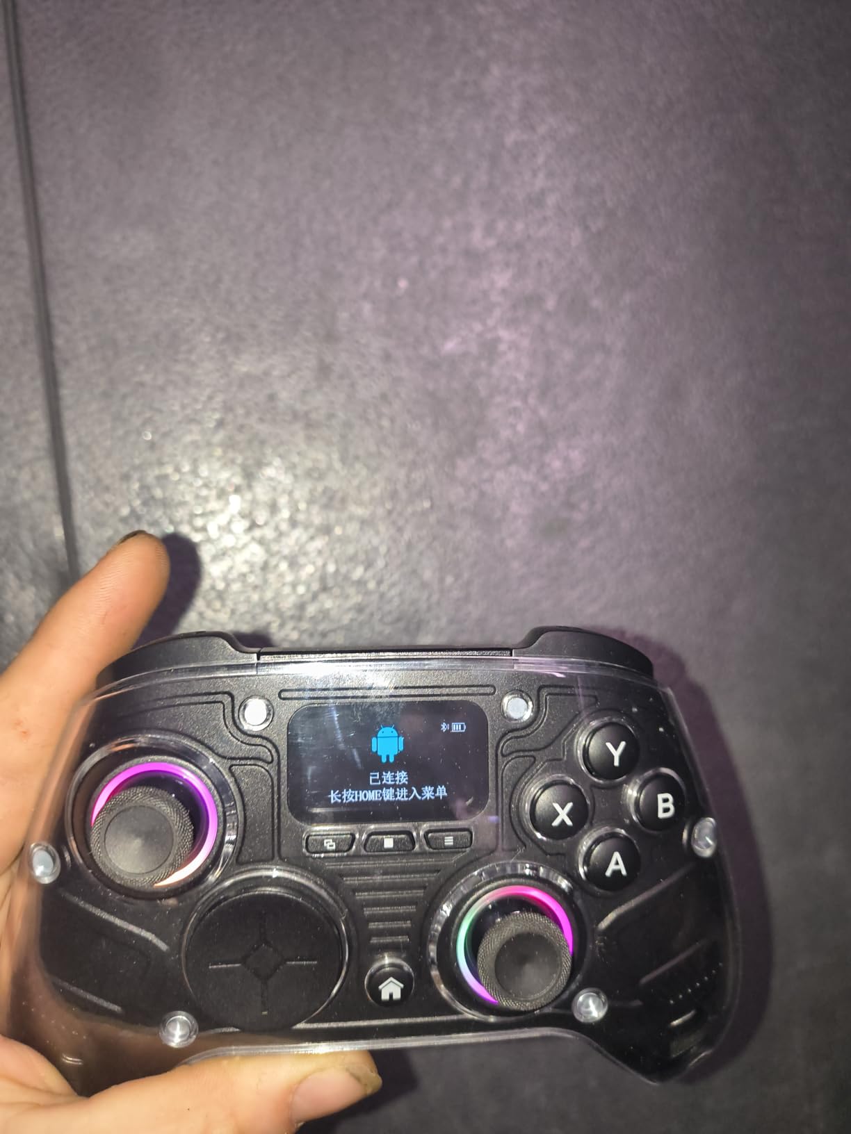 AOC PC Controller with Interactive Screen, Hall Effect Sticks & Triggers | for PC/Switch/Switch 2/PS4/iOS/Android/Steam Deck, BT/2.4G/Wired, Screen Setup, No-Drift Hall Joysticks, Macro, RGB, Up to 18H customer photo 1