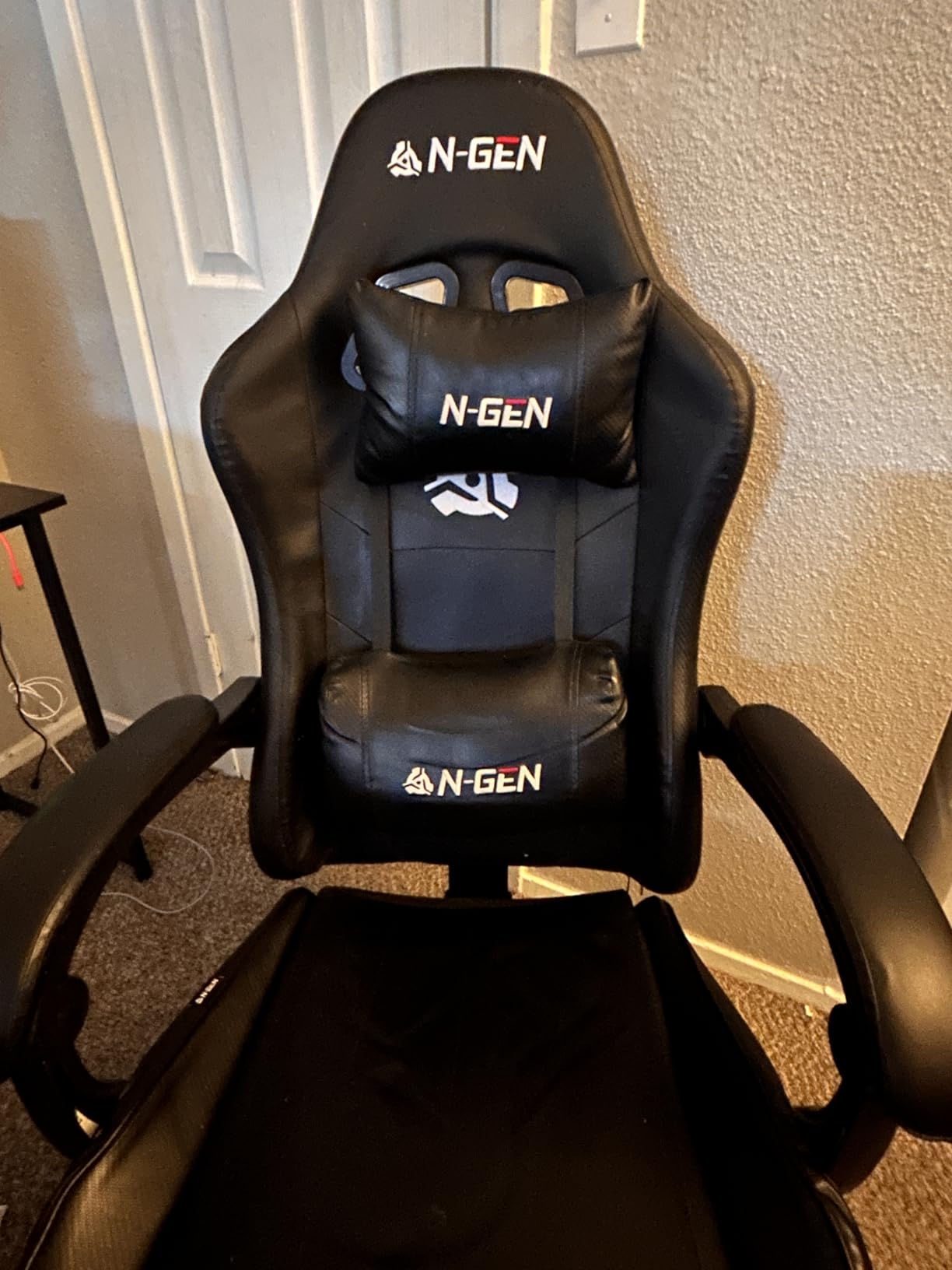 N-GEN GAMING Gaming Chair with Footrest, Lumbar, High-Back, Pink White | Reclining Backrest, Linkage Armrests, Durable PU Leather, Adjustable Comfort for Extended Computer, Desk, or Home Office Use customer photo 2