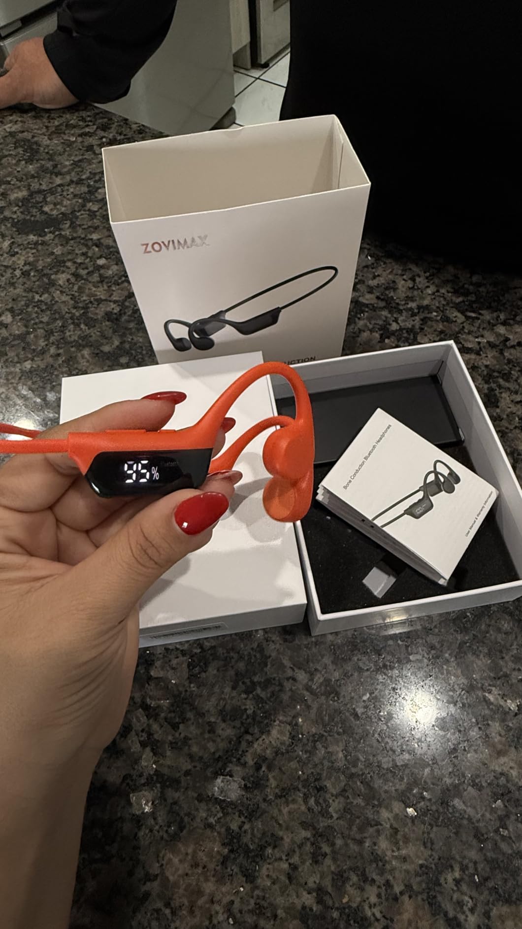 Bone Conduction Headphones Bluetooth 6.0 Earbuds, Open Ear Headphones | Dual Driver Sound, LED Display, IPX7 for Sport / running, Dual Device Connection & Low-Latency Game Mode, 12 Hours Playtime customer photo 1