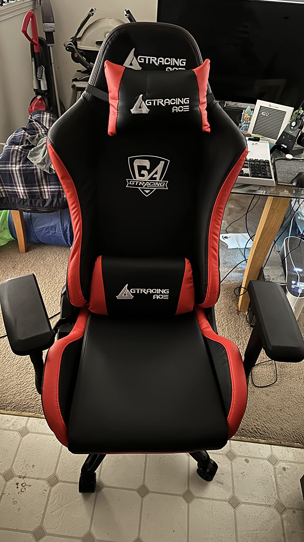 GTPLAYER Big&Tall Ergonomic Gaming Chair, Wide Spring Seat, Linkage Armrest, Black customer photo 2