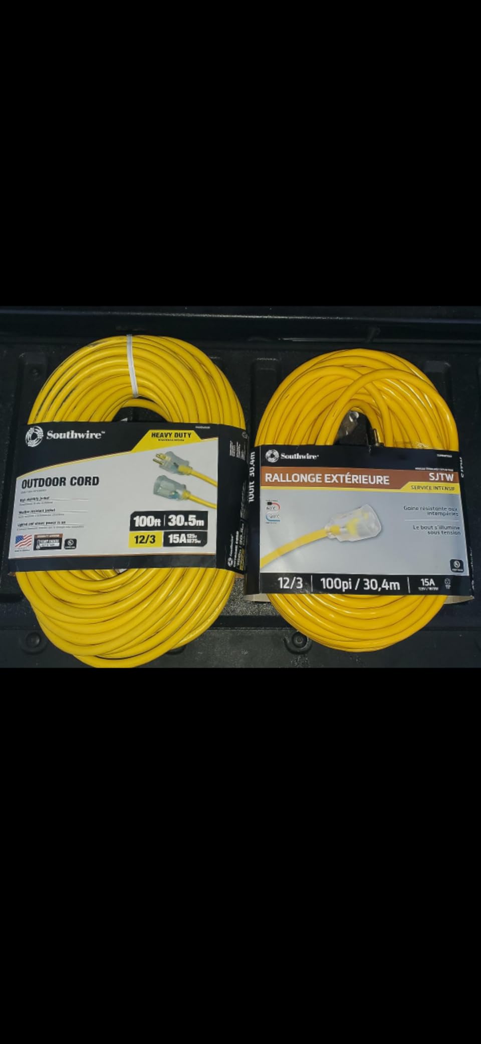 Southwire Outdoor Extension Cord - Durable Vinyl Jacket for Farm, Ranch & Workshop - Lighted End With Reinforced Blades - SJTW, Yellow - 12 Gauge, 3 Prong - 50 Feet customer photo 2