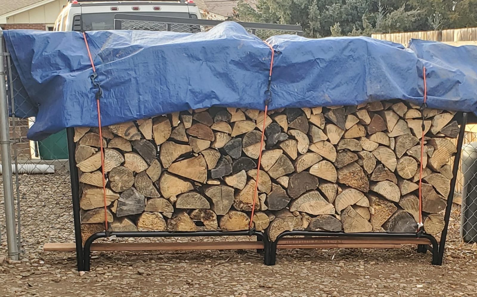 ShelterLogic 12' Adjustable Heavy Duty Outdoor Firewood Rack with Steel Frame Construction and Water-Resistant Cover customer photo 2