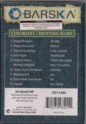 BARSKA 20-60x60 Waterproof Straight Spotting Scope with Tripod , Black customer photo 1