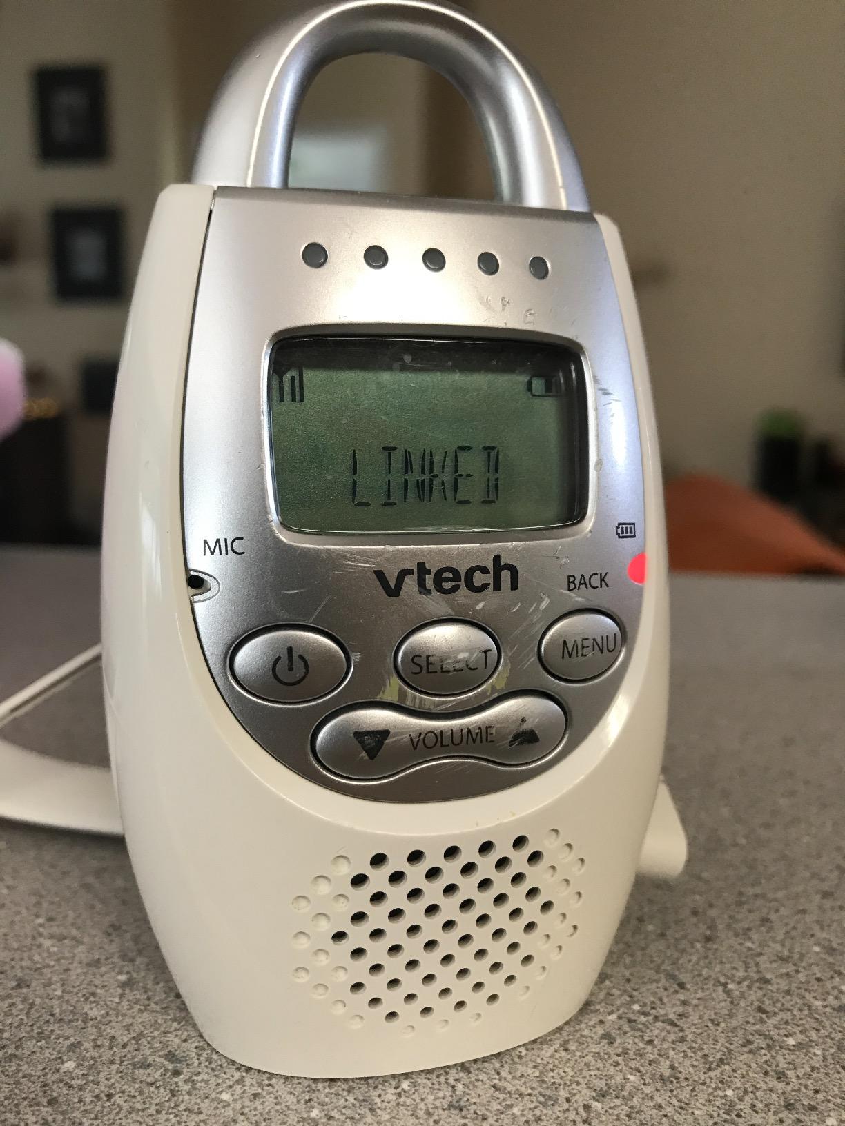VTech Communications DM221 Audio Baby Monitor with up to 1,000 ft of Range, Vibrating Sound-Alert, Talk Back Intercom & Night Light Loop, White/Silver customer photo 2