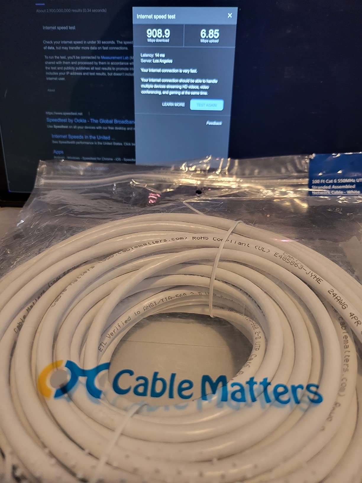 Cable Matters 10Gbps Snagless Cat 6 Ethernet Cable, 25ft, Black customer photo 2