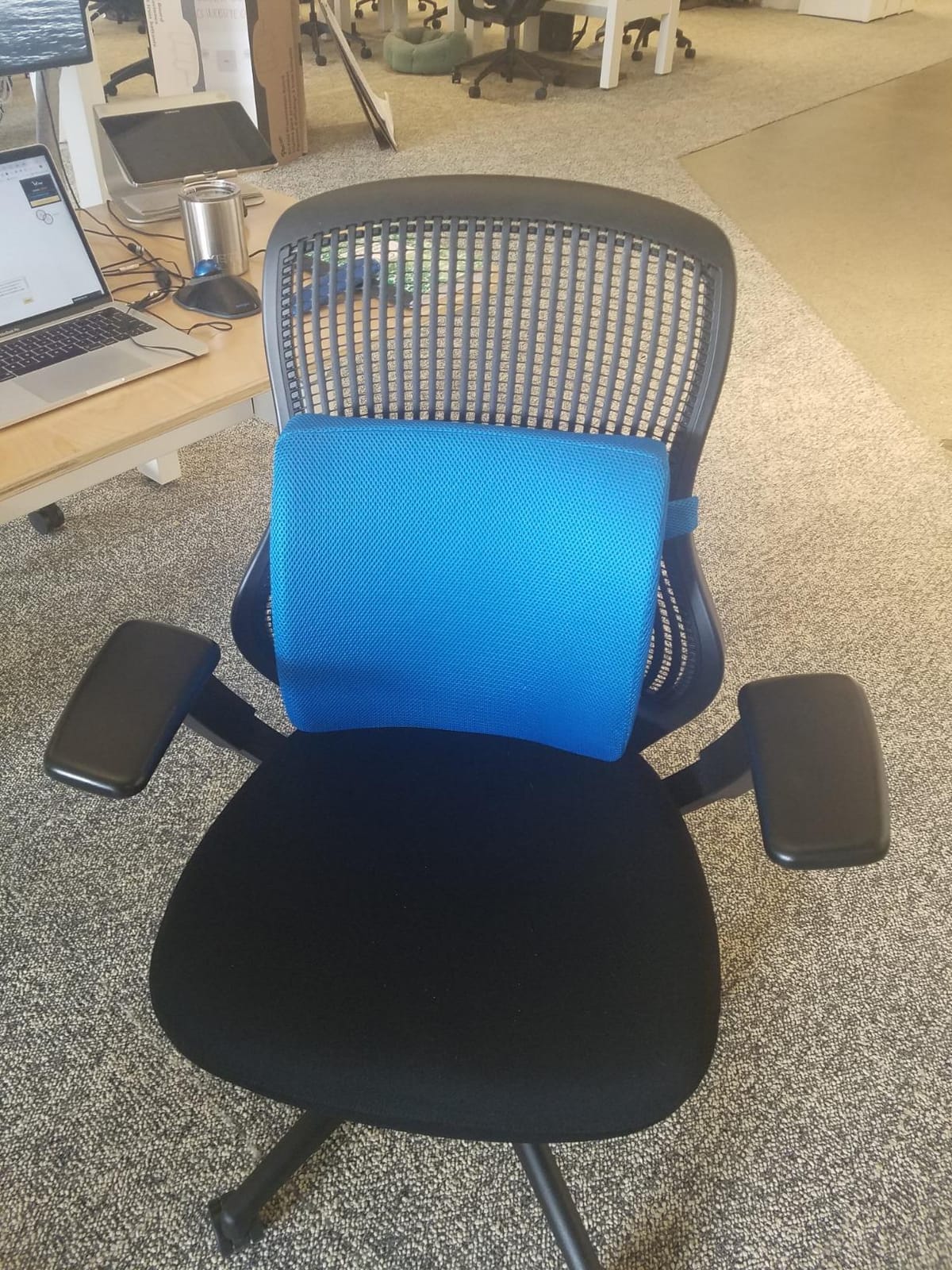 Lumbar Pillow for Chair and Car, Back Support for Office, Memory Foam Cushion with Mesh Cover - Black customer photo 2