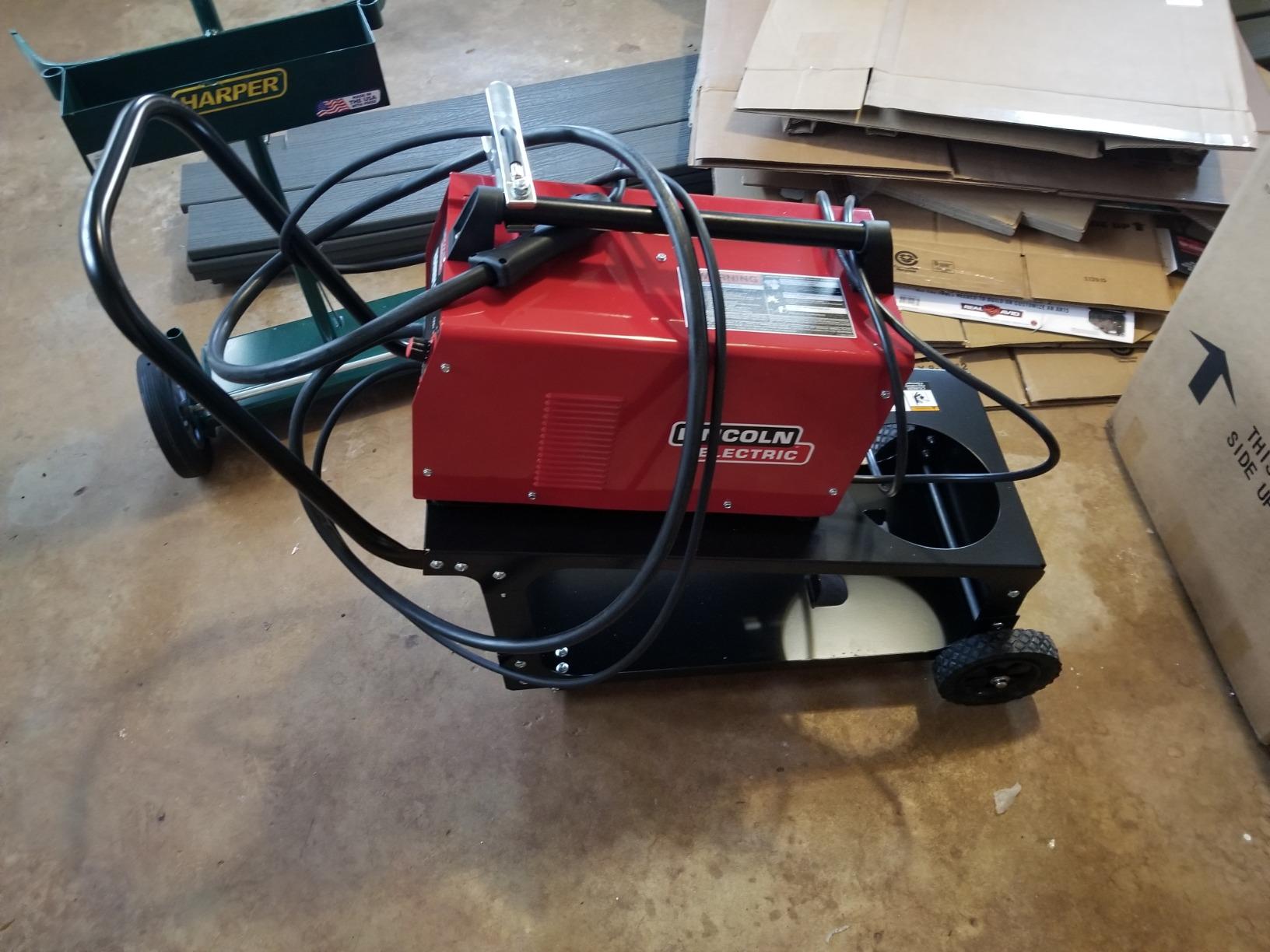 Lincoln Electric Welding Cart K2275-3, Easy Transport for Welder, 80 Cu Ft Gas Cylinder, Weld Cables and Accessories, Dual Tier with Angled Top Shelf, Two Wheels, Heavy Duty Steel, Black, 14 customer photo 2