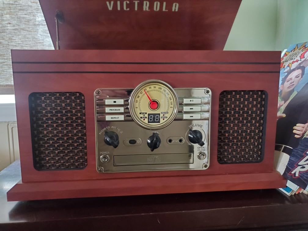 Victrola Quincy - 6-in-1 Bluetooth Record Player - Mahogany customer photo 2