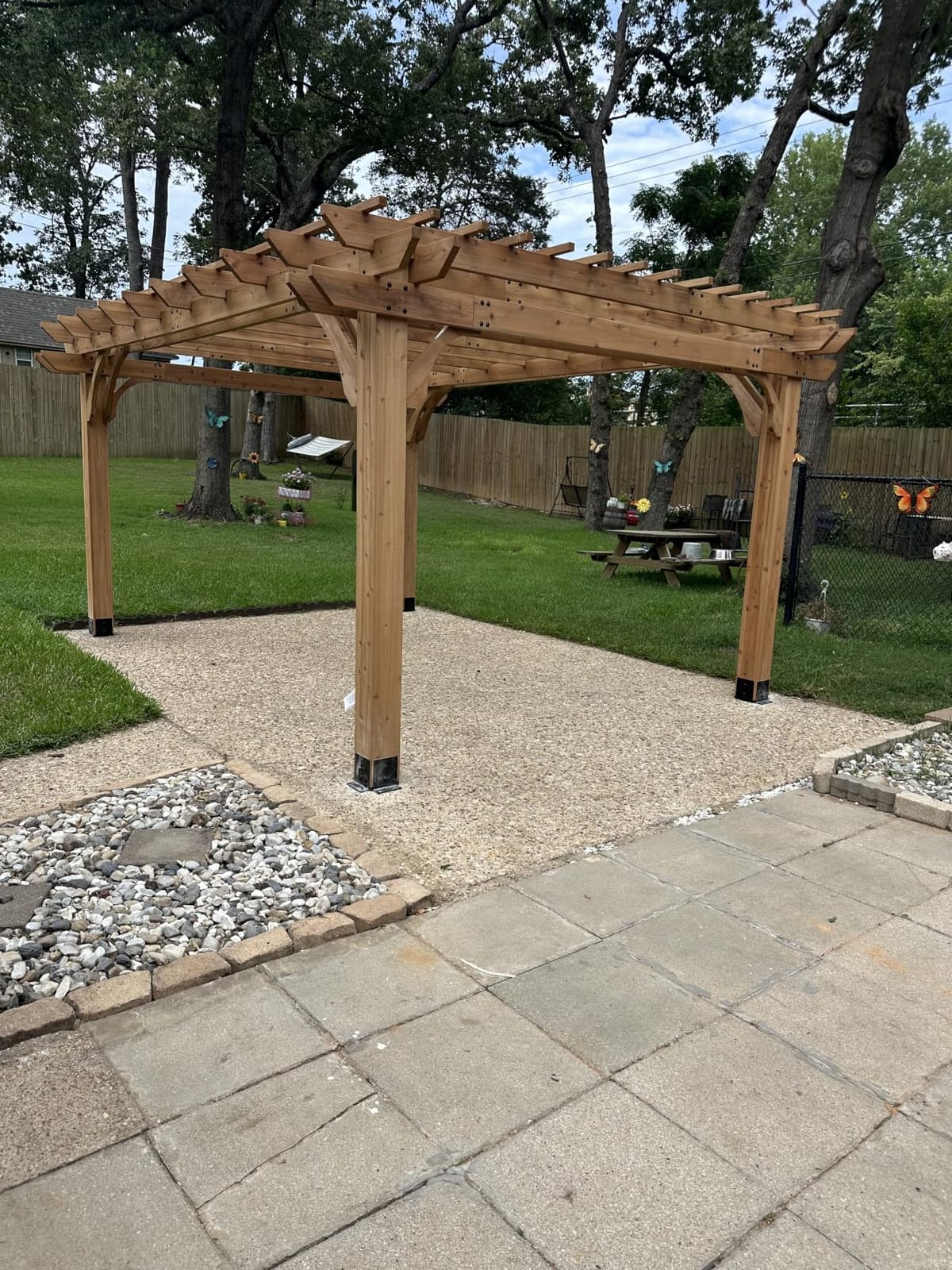 Backyard Discovery Beaumont 12' x 10' Traditional Cedar Wood Pergola Kit with Trellis Roof, All-Season Durability, High-Wind Rating, PowerPort, Shade for Outdoor Patio, Deck, Garden, and Entertaining customer photo 1