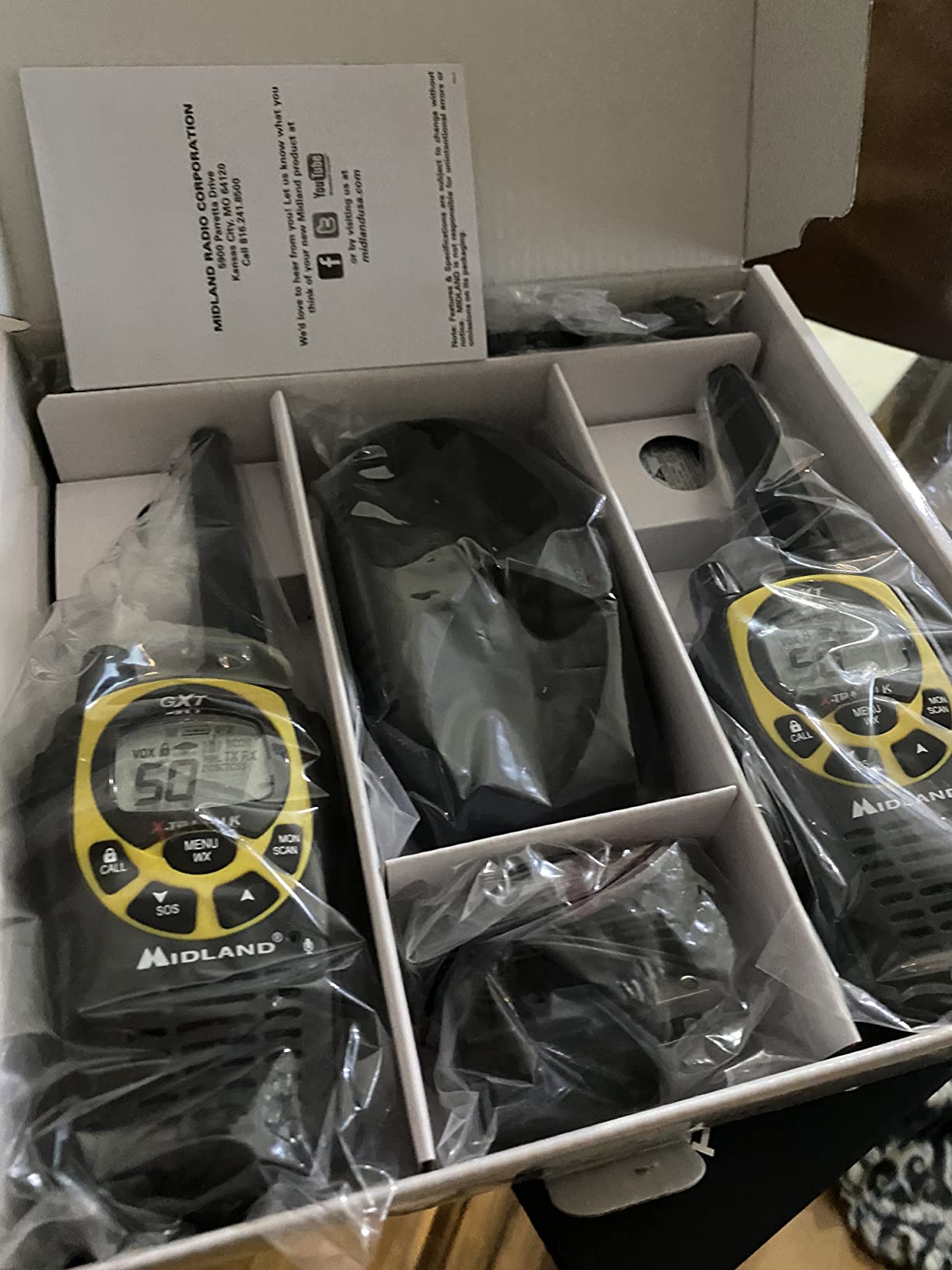 Midland GXT1030VP4 GMRS Two-Way Radio (50-Channel, Long Range, 142 Privacy Codes, SOS, NOAA, Rechargeable Nickel Battery, Black/Yellow, 2-Pack) customer photo 2