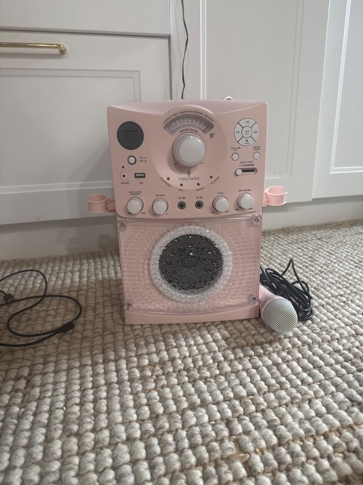 Singing Machine Portable Karaoke Machine for Adults & Kids with Wired Microphone, White - Built-In Speaker, Bluetooth with LED Disco Lights - Karaoke System with CD+G Player & USB Connectivity customer photo 2