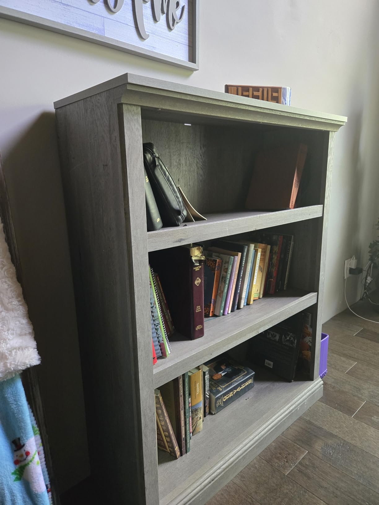 Sauder 3 Tier Book Shelf Wooden Bookcase Multipurpose Bookshelf for Home Office, Living Room, in Estate Black customer photo 2