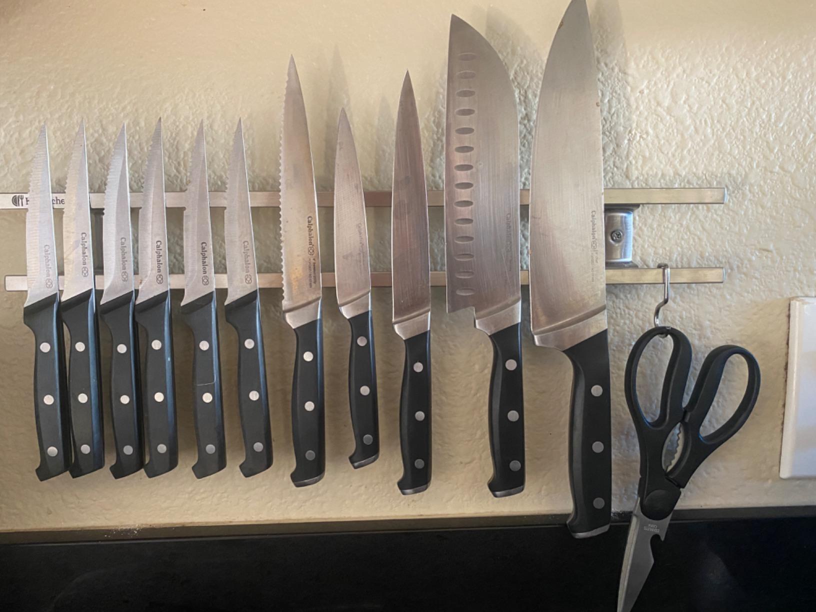 Magnetic Knife Holder for Wall - Stainless Steel Knife Magnetic Strip 18 Inch - Wall Knife Magnet Bar Rack With Hooks customer photo 1