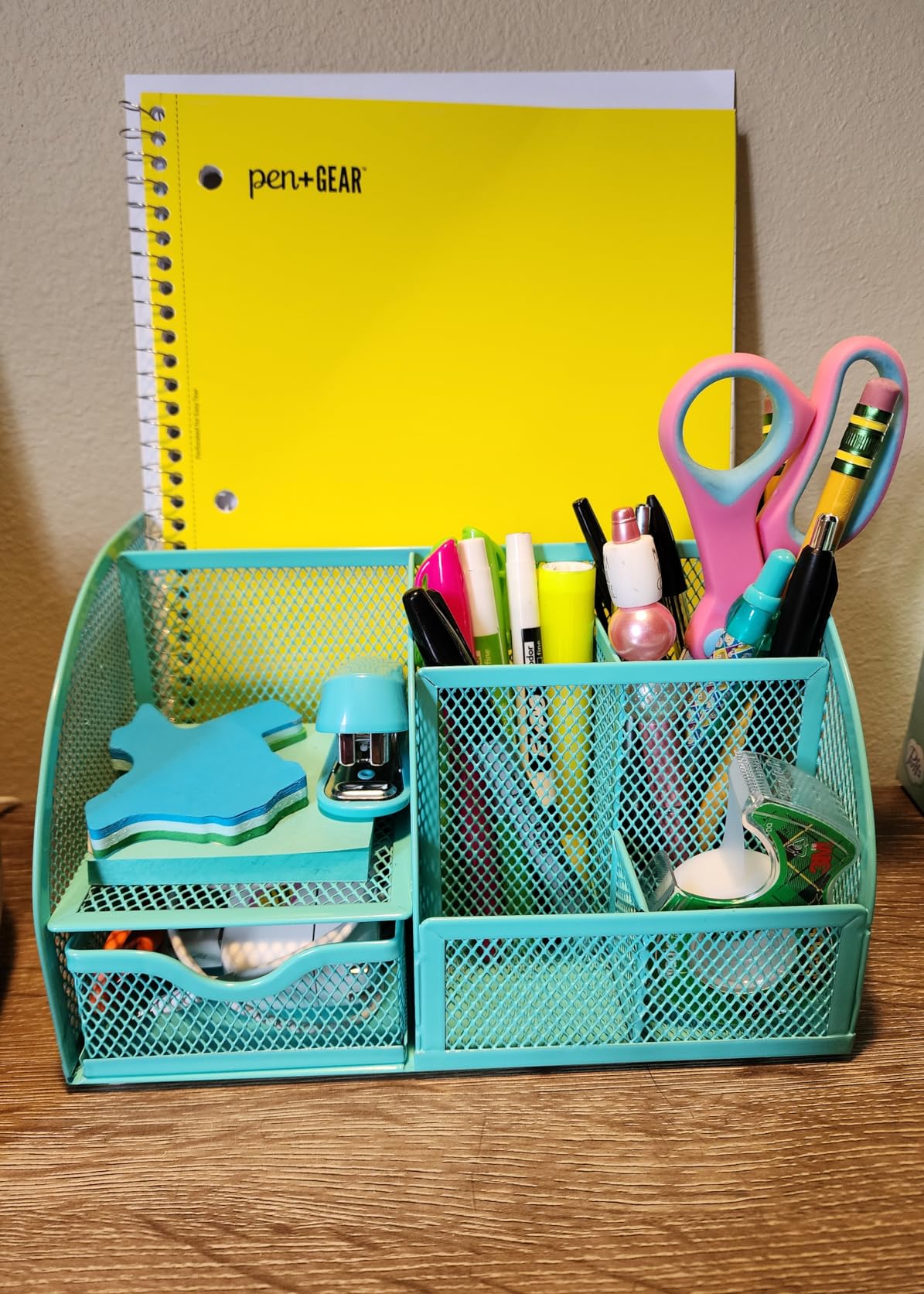 Exerz Desk Organizer 7 Compartment Pencil Holder Office Tidy Caddy Black | Metal Mesh Caddy for Pens Notes Paper Clips and Small Desk Items Compact Stylish for Home Office Study customer photo 2