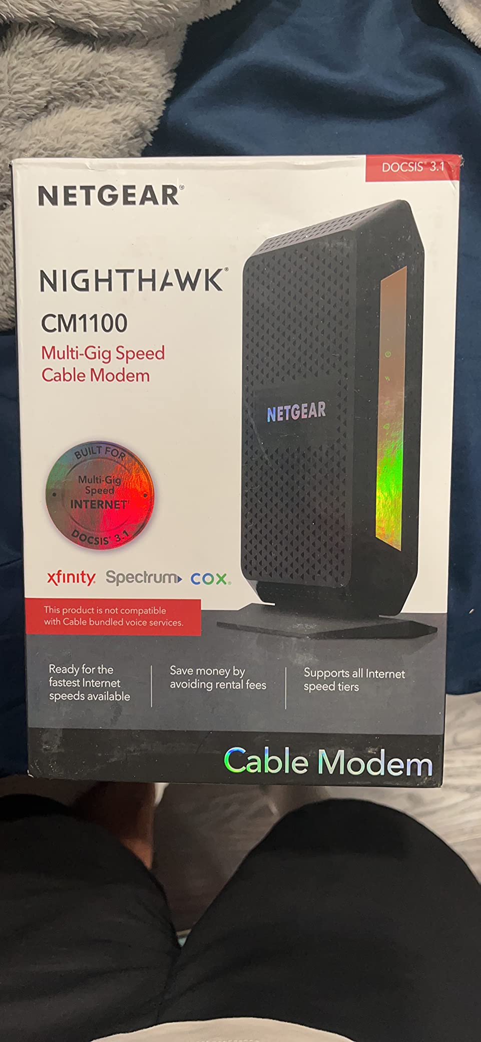NETGEAR Nighthawk Multi-Gig Cable Modem (CM1100) - Compatible with All Cable Providers Incl. Xfinity, Spectrum, Cox - for Cable Plans Up to 1Gbps – 2 x 1G Ethernet Ports - DOCSIS 3.1 customer photo 2