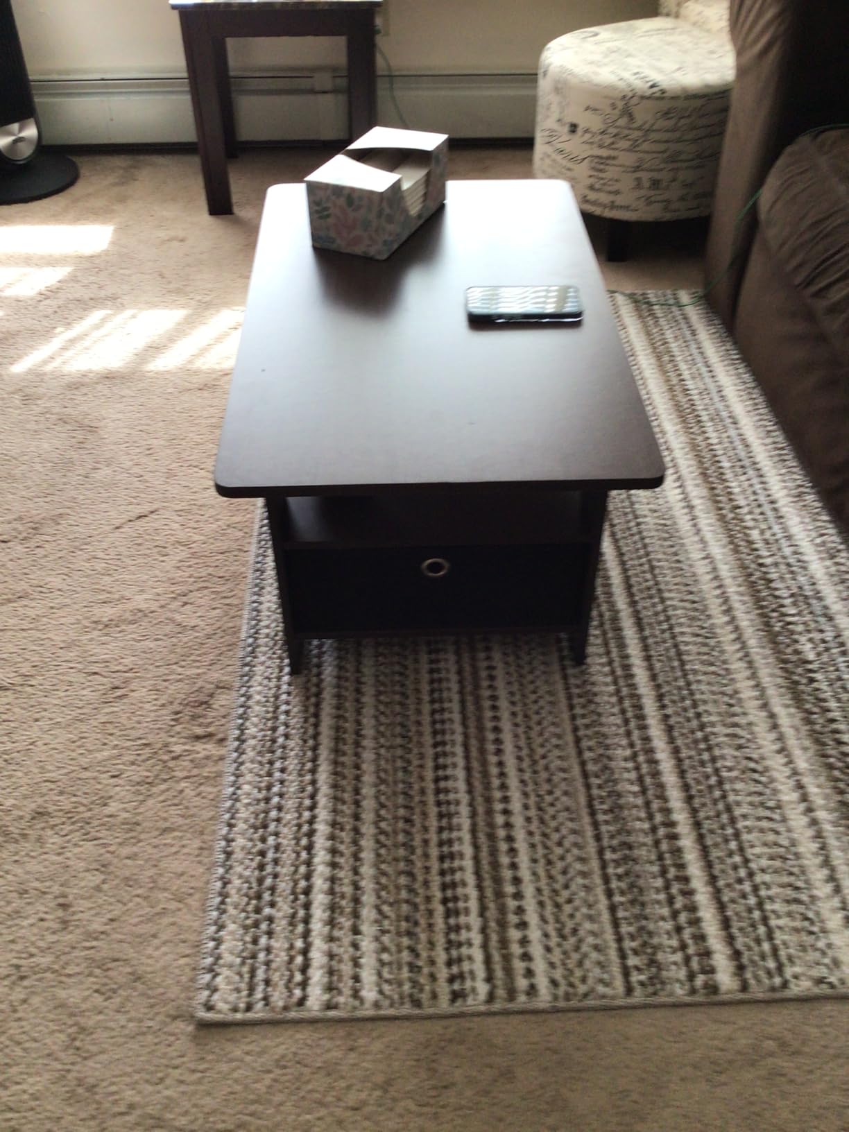 Furinno Andrey Coffee Table with Bin Drawer, French Oak Grey/Black customer photo 2