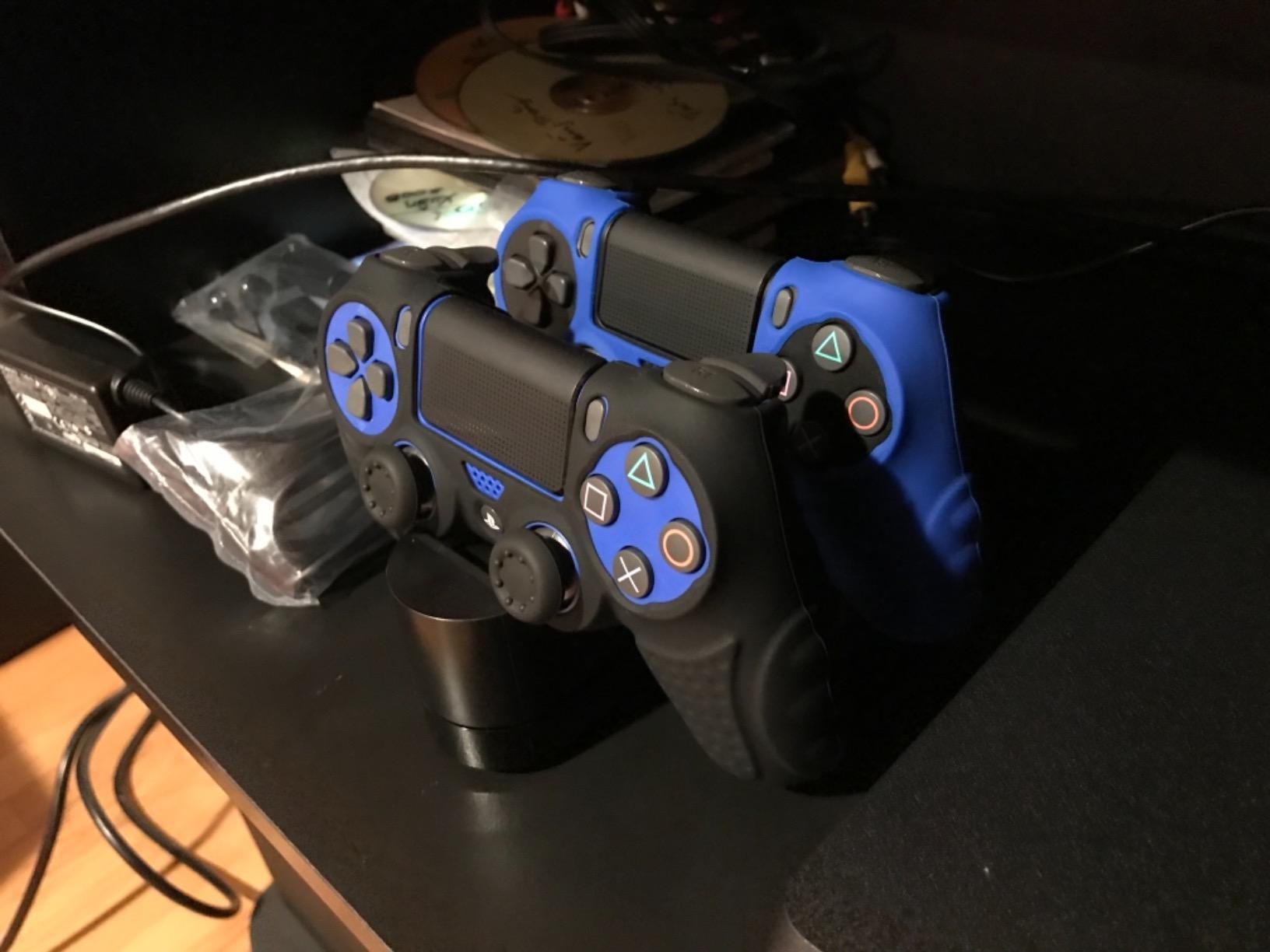 PS4 Controller DualShock4 Skin Grip Anti-Slip Silicone Cover Protector Case for Sony PS4/PS4 Slim/PS4 Pro Controller with 8 Thumb Grips (Black) customer photo 1