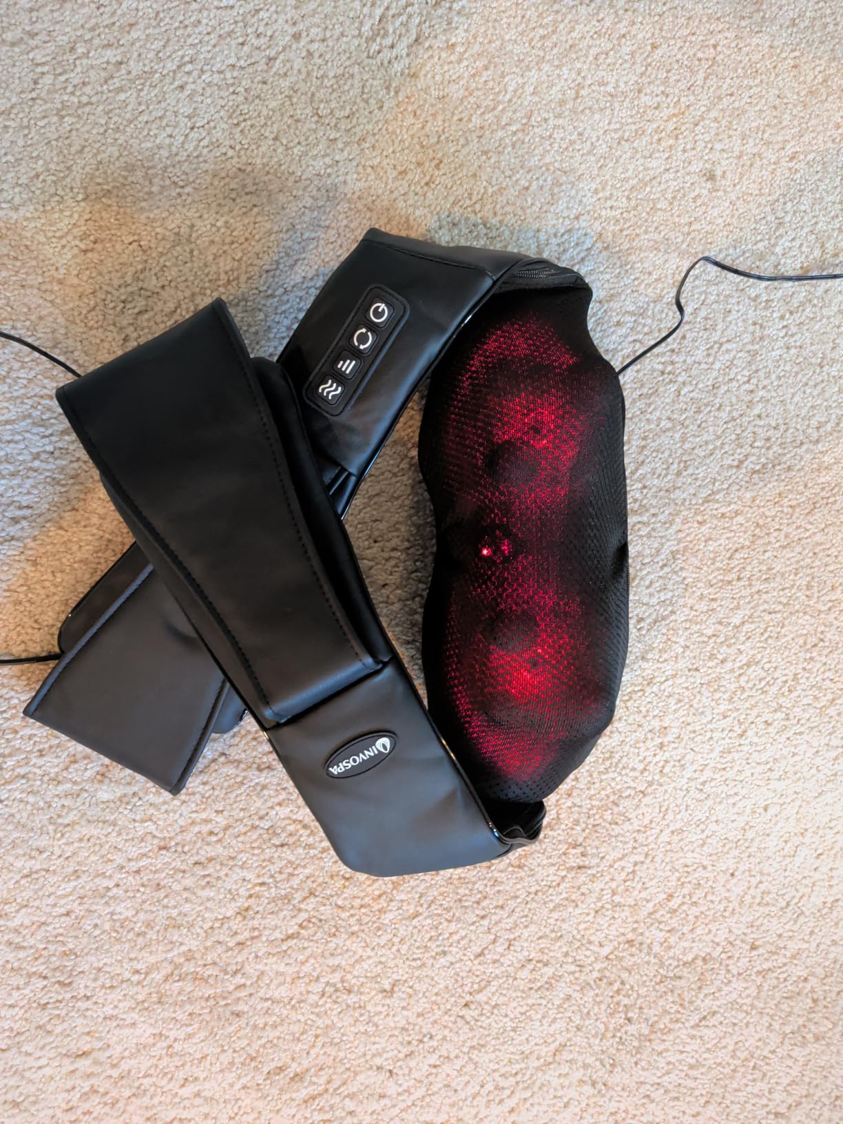 InvoSpa Shiatsu Neck and Back Massager with Heat - Deep Kneading Pillow for Massage - Electric Full Body Massager customer photo 1