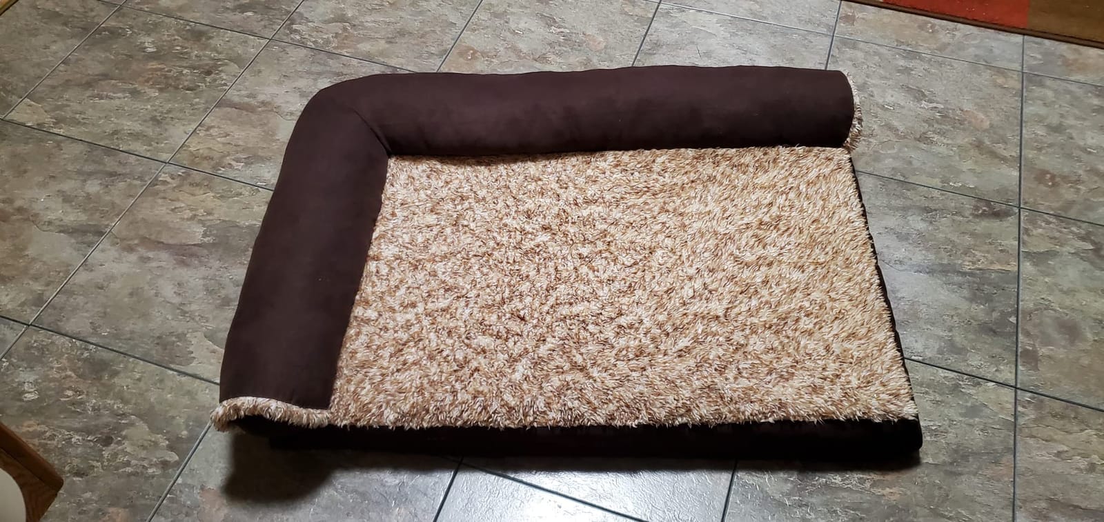 Furhaven Orthopedic Dog Bed for Large Dogs w/ Removable Bolsters & Washable Cover, For Dogs Up to 95 lbs - Two-Tone Plush Faux Fur & Suede L Shaped Chaise - Stone Gray, Jumbo/XL customer photo 2