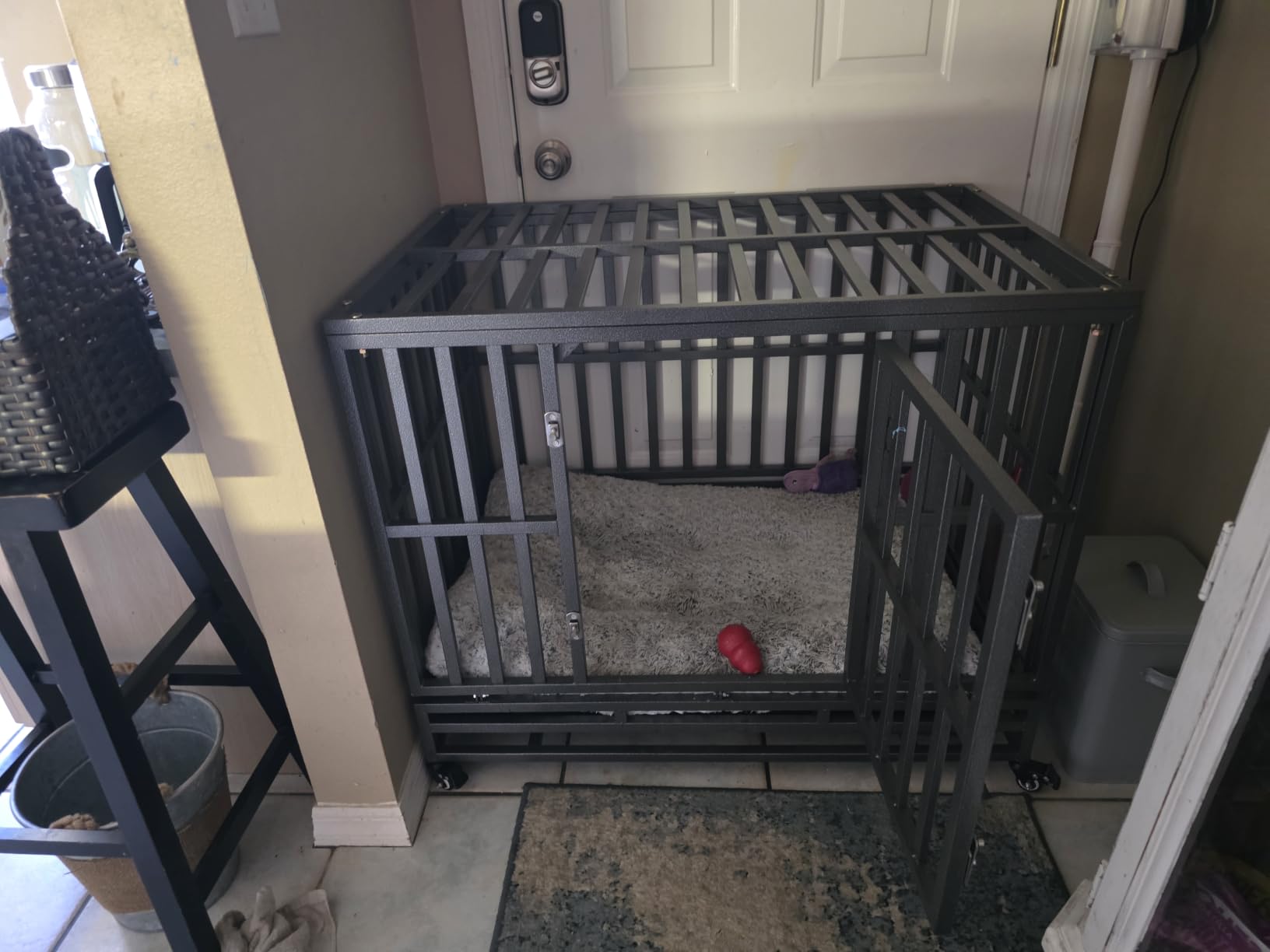 LUCKUP Heavy Duty Dog Cage Metal Kennel and Crate for Medium and Large Dogs, Pet Playpen with Four Wheels,Easy to Install,42 inch,Black customer photo 2