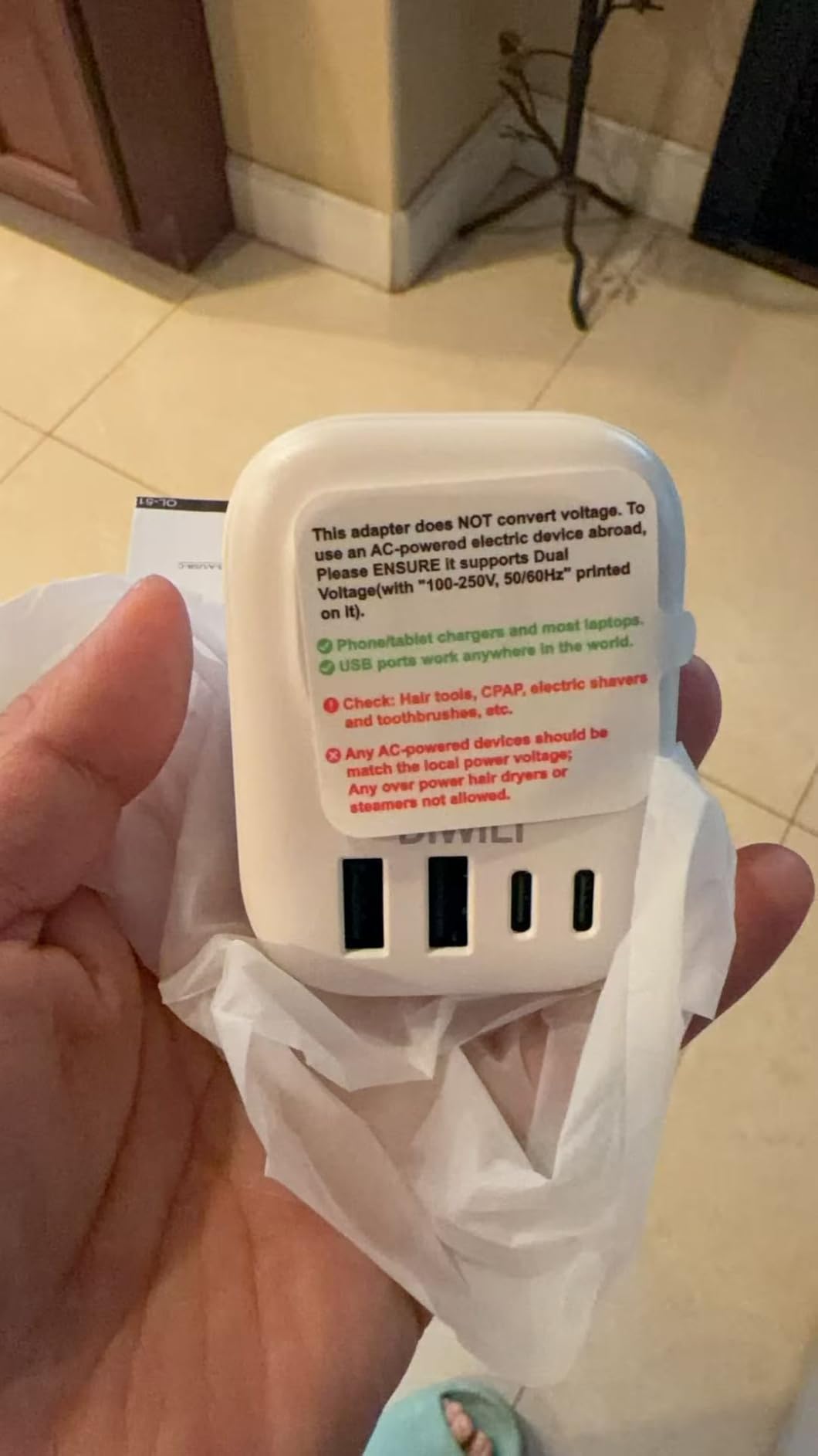 Unidapt European Travel Plug Adapter, US to Europe Type C, 4 Pack, White customer photo 1